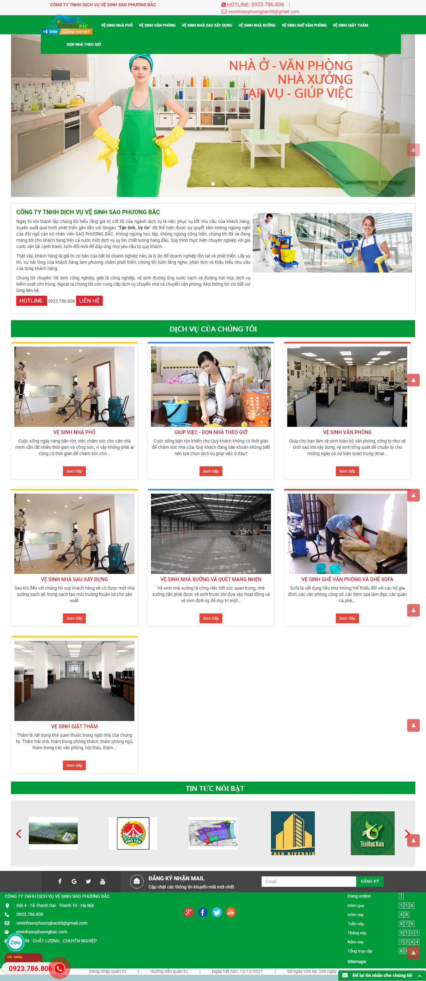 Thiết kế Web dịch vụ giúp việc vesinhsaophuongbac.com