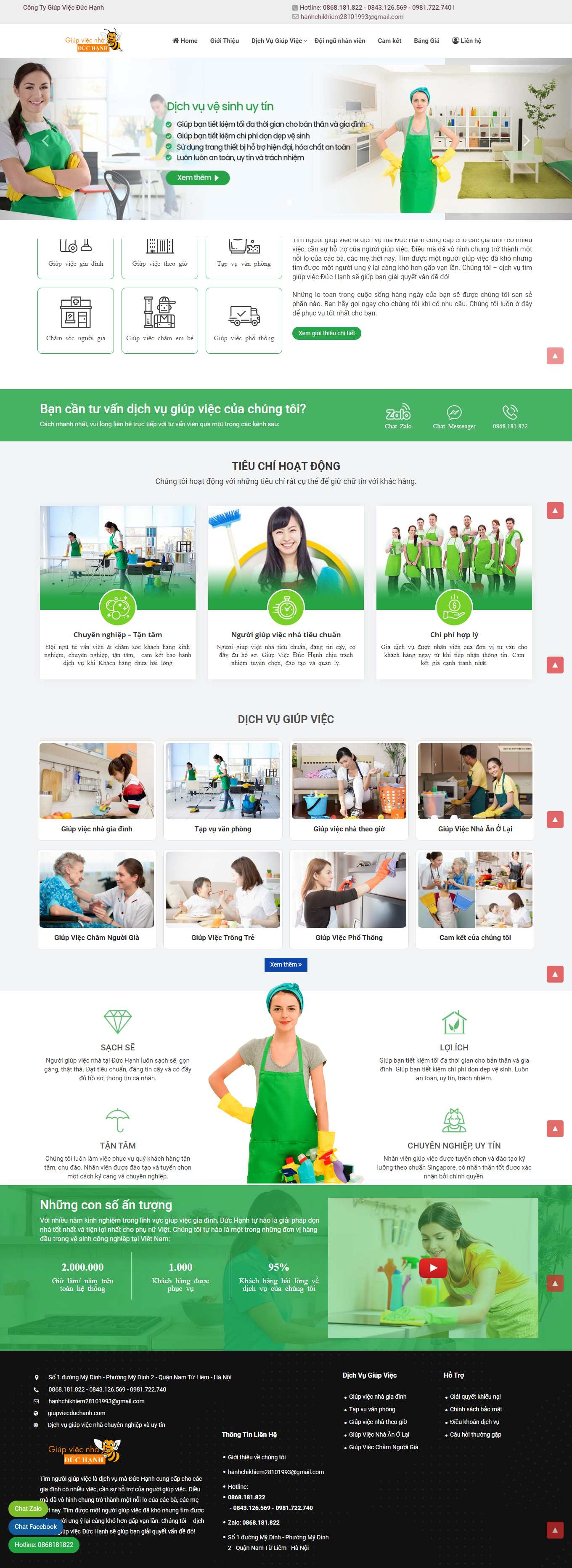 Thiết kế Web dịch vụ giúp việc giupviecduchanh.com