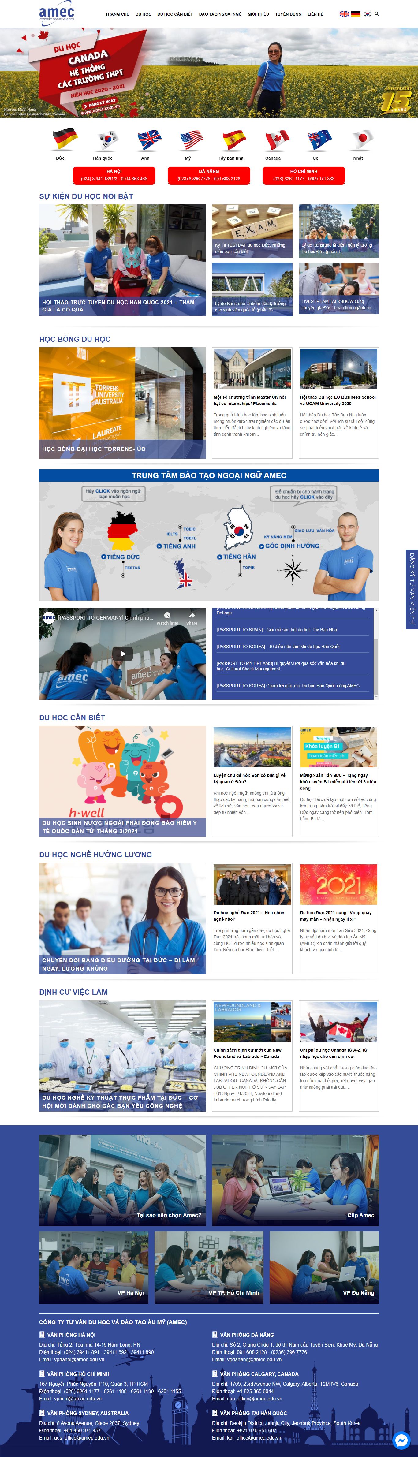 Thiết kế Web du học hàn quốc amec.com.vn