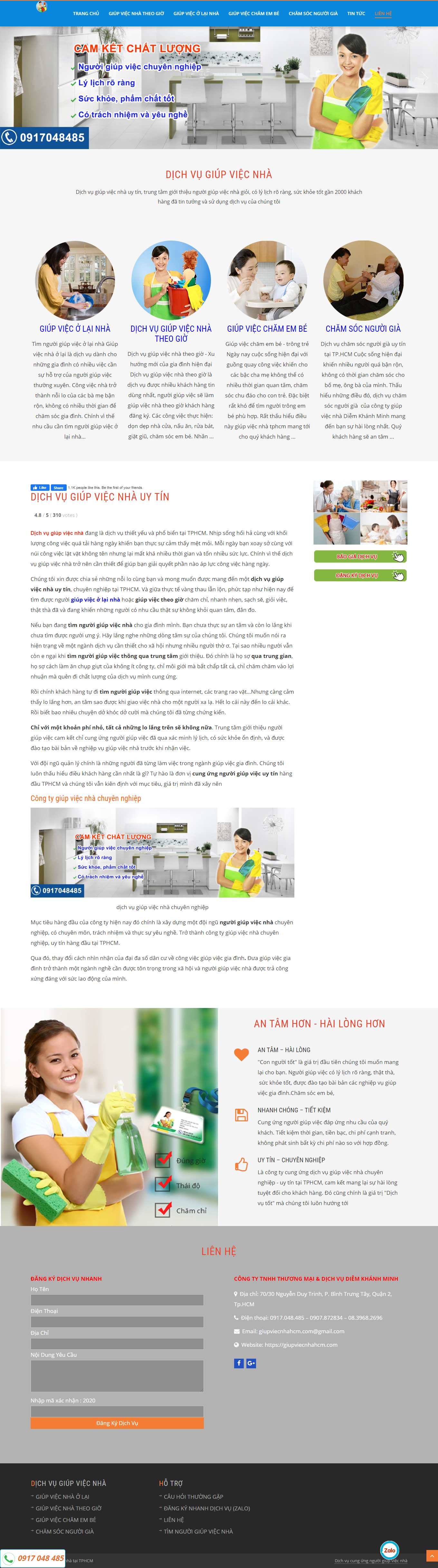 Thiết kế Web dịch vụ giúp việc giupviecnhahcm.com