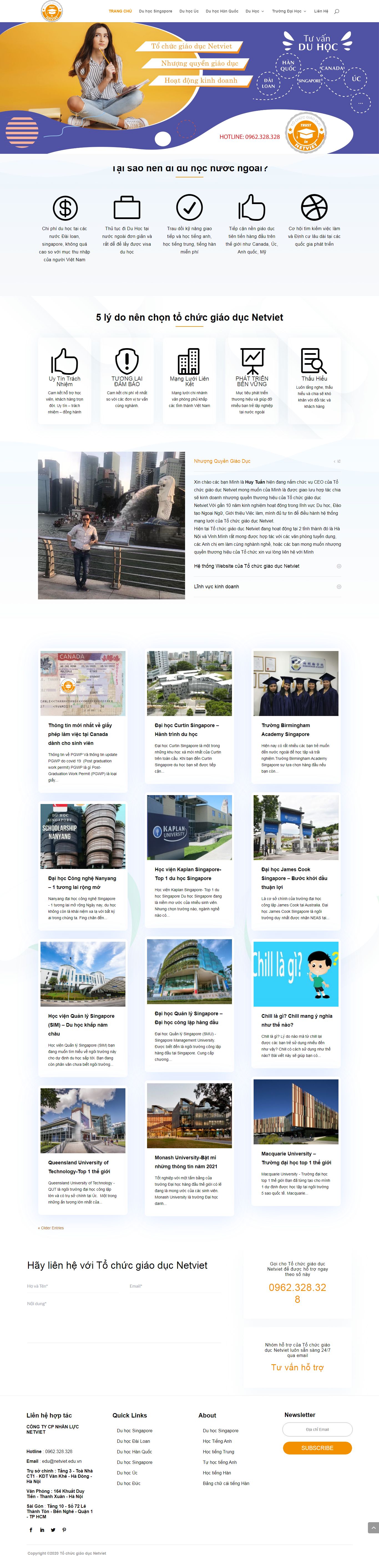 Thiết kế Web du học hàn quốc netviet.edu.vn