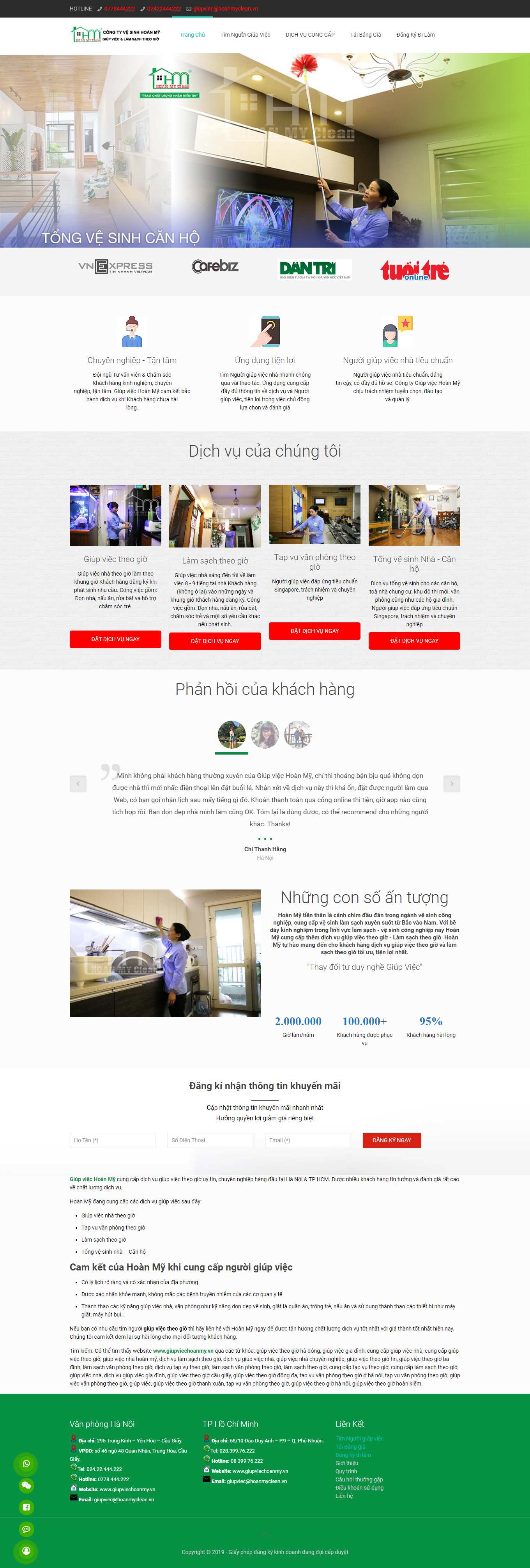 Thiết kế Web dịch vụ giúp việc giupviechoanmy.vn