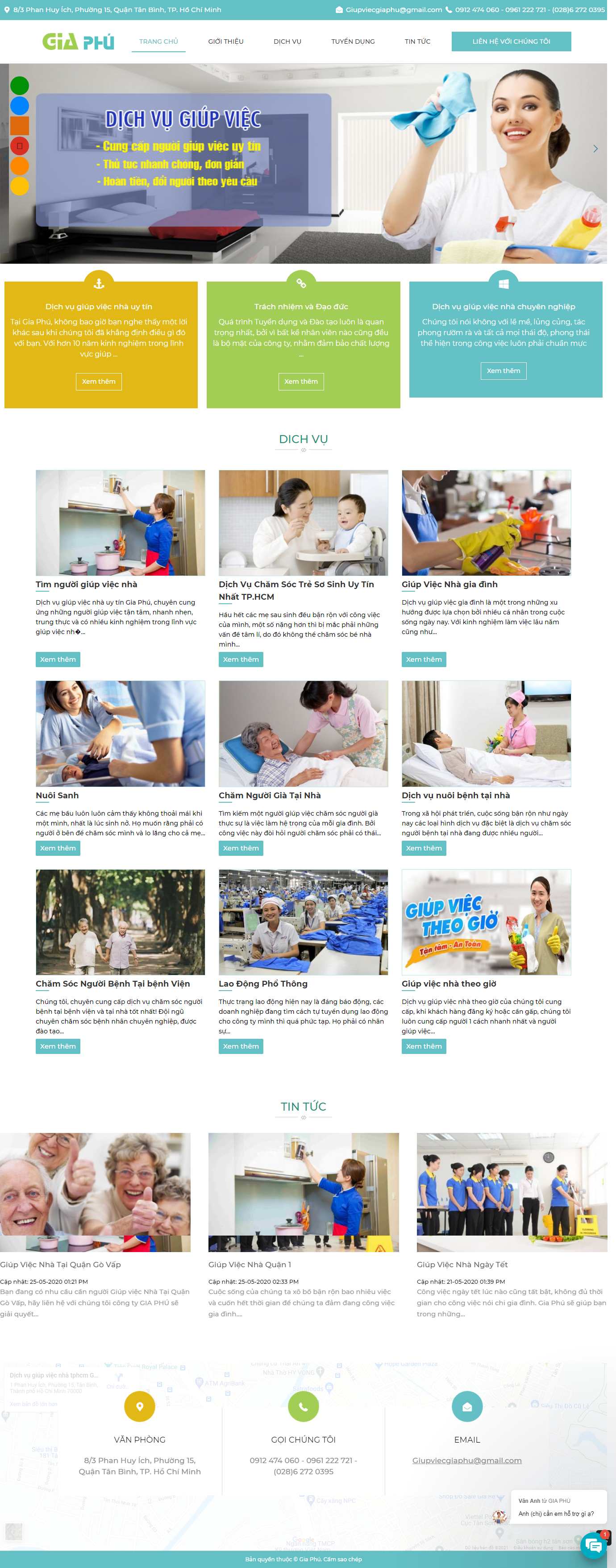 Thiết kế Web dịch vụ giúp việc giupviecgiaphu.com