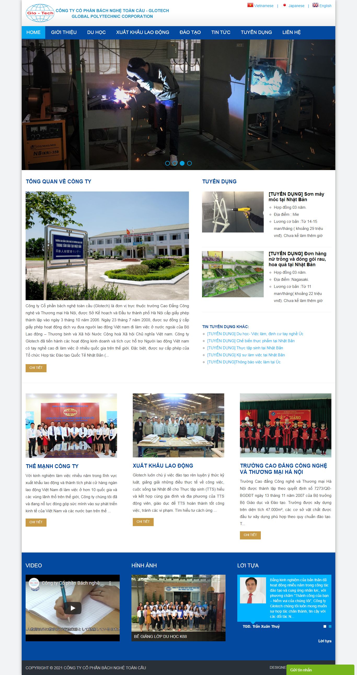 Thiết kế Web du học hàn quốc glotech.com.vn