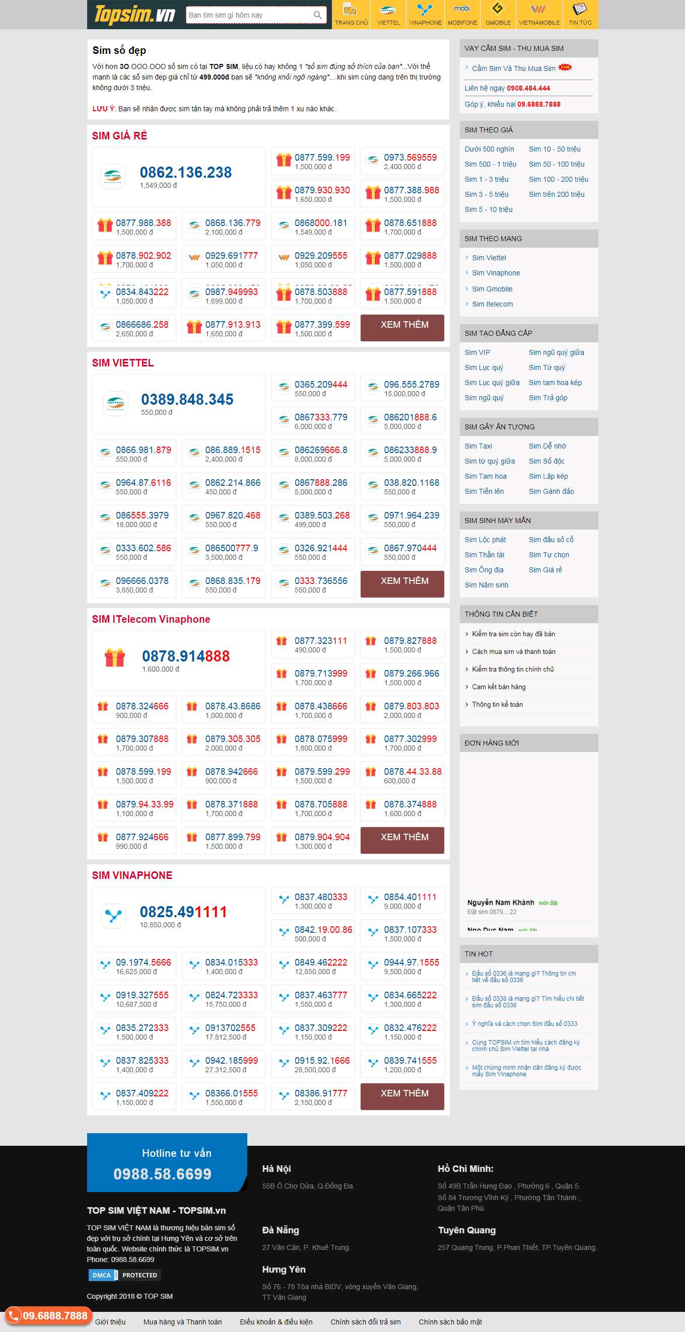 Thiết kế Web sim số topsim.vn