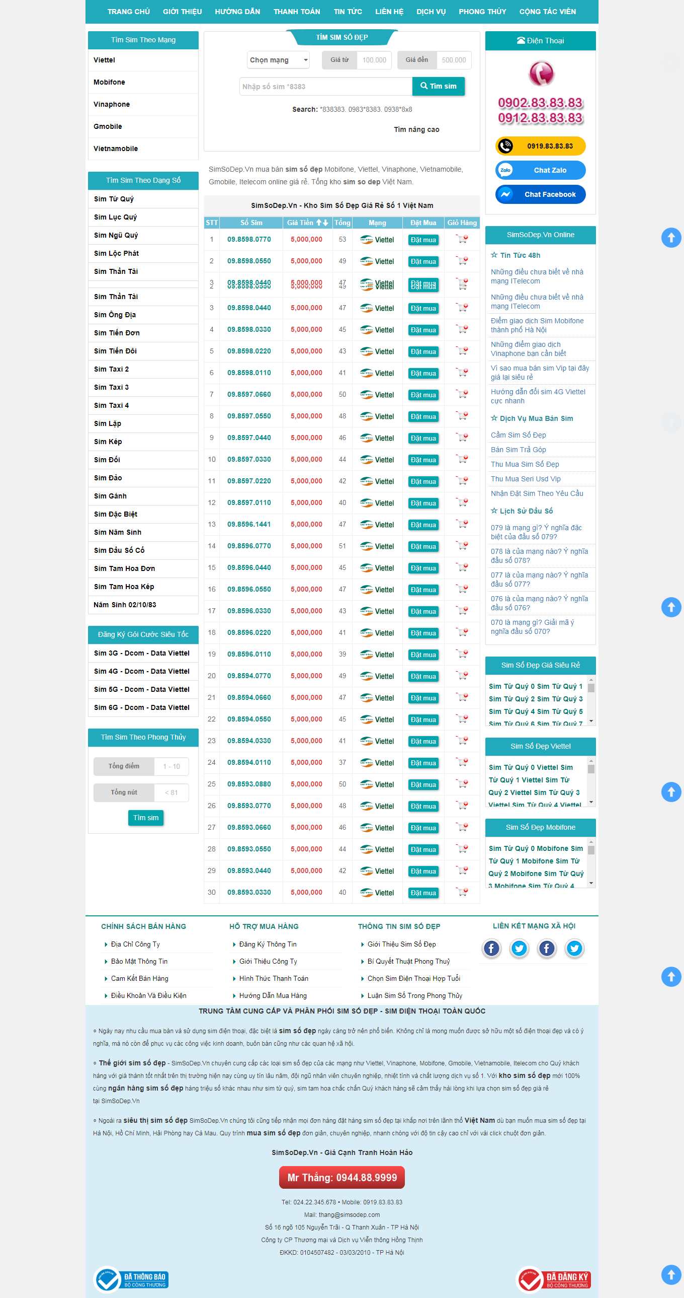 Thiết kế Web sim số simsodep.vn