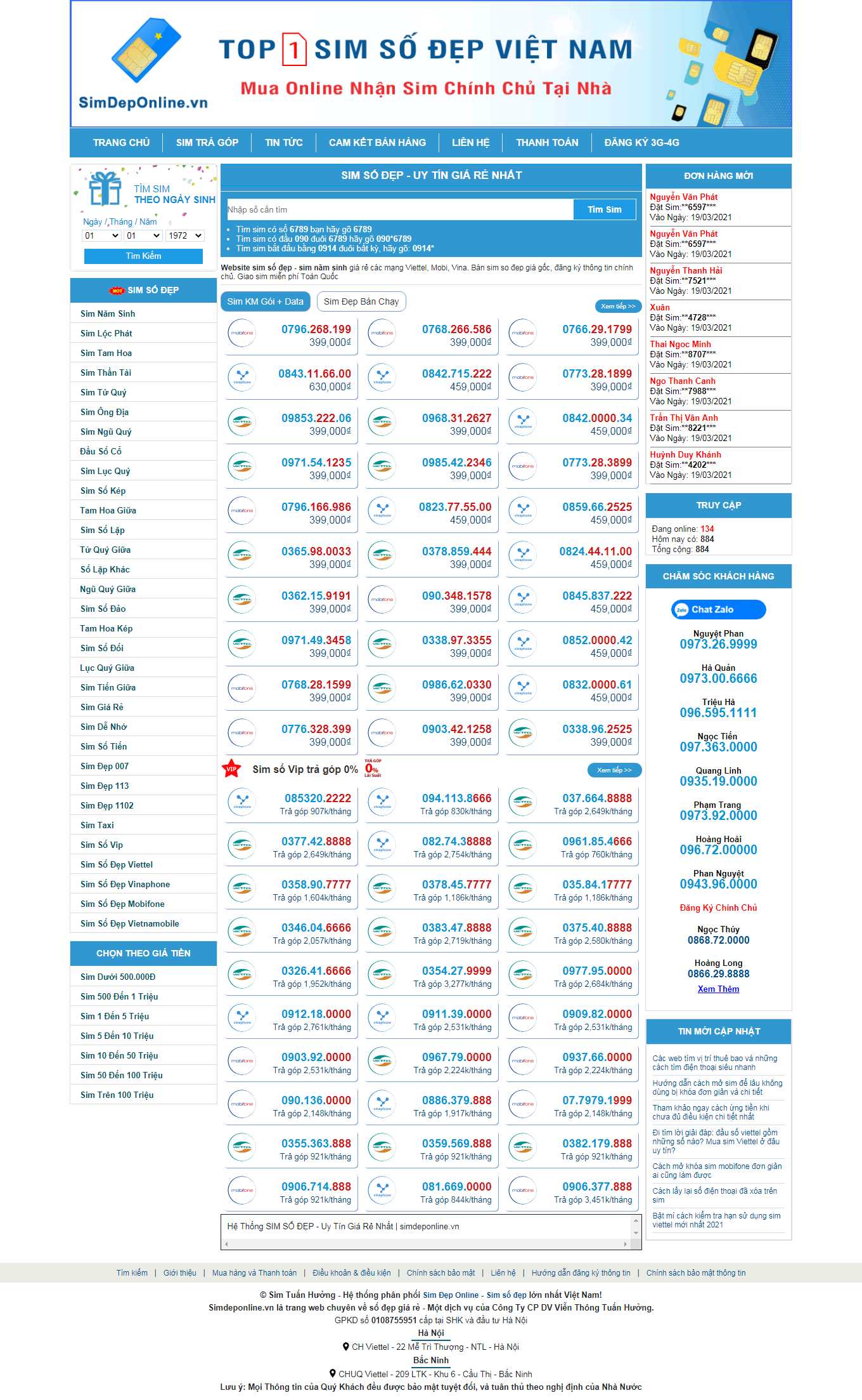 Thiết kế Web sim số simdeponline.vn