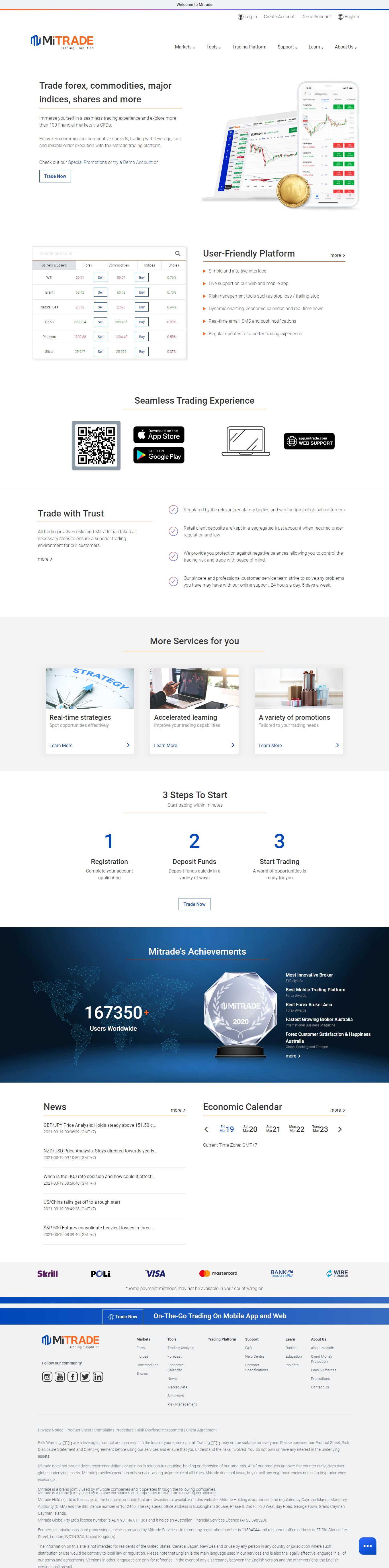 Thiết kế Web sàn giao dịch mitrade.com