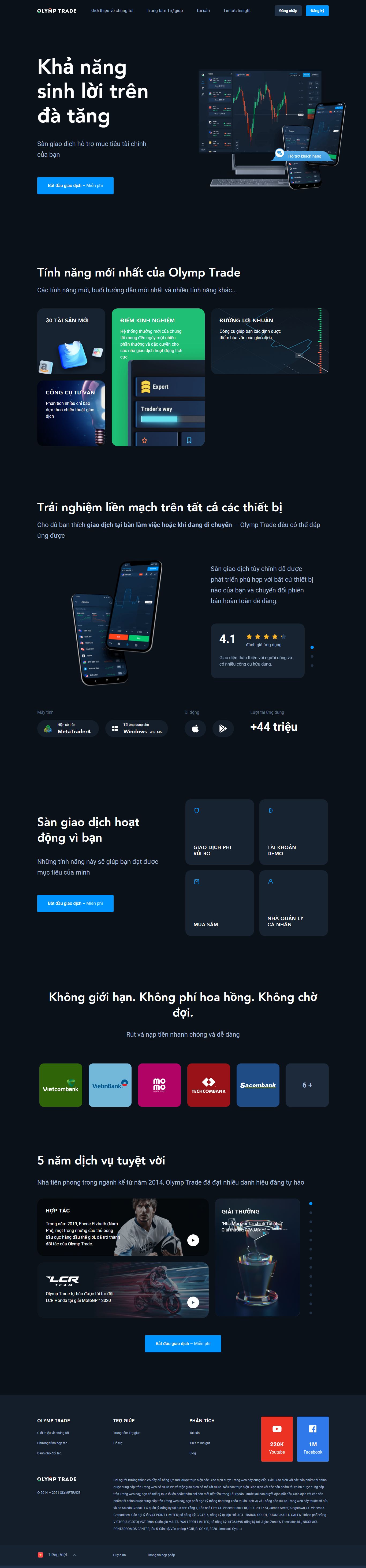 Thiết kế Web sàn giao dịch olymptrade.com
