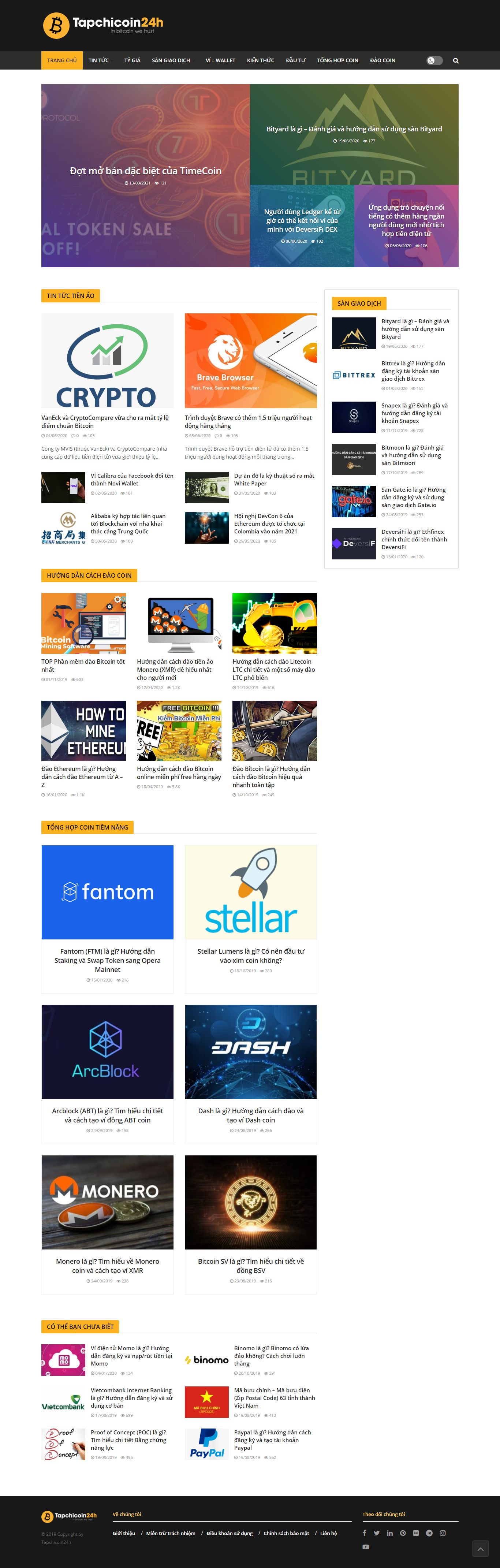 Thiết kế Web sàn giao dịch tapchicoin24h.com