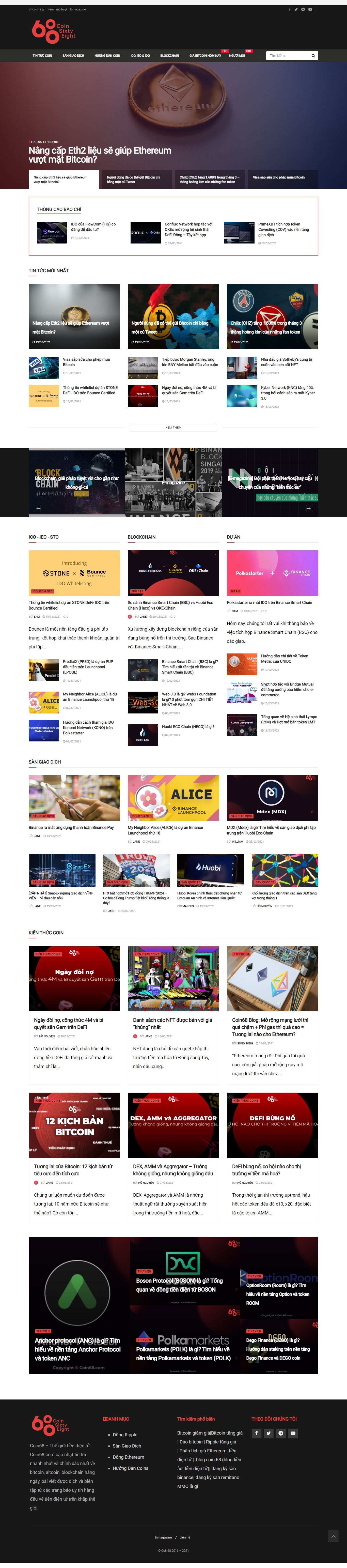 Thiết kế Web sàn giao dịch coin68.com