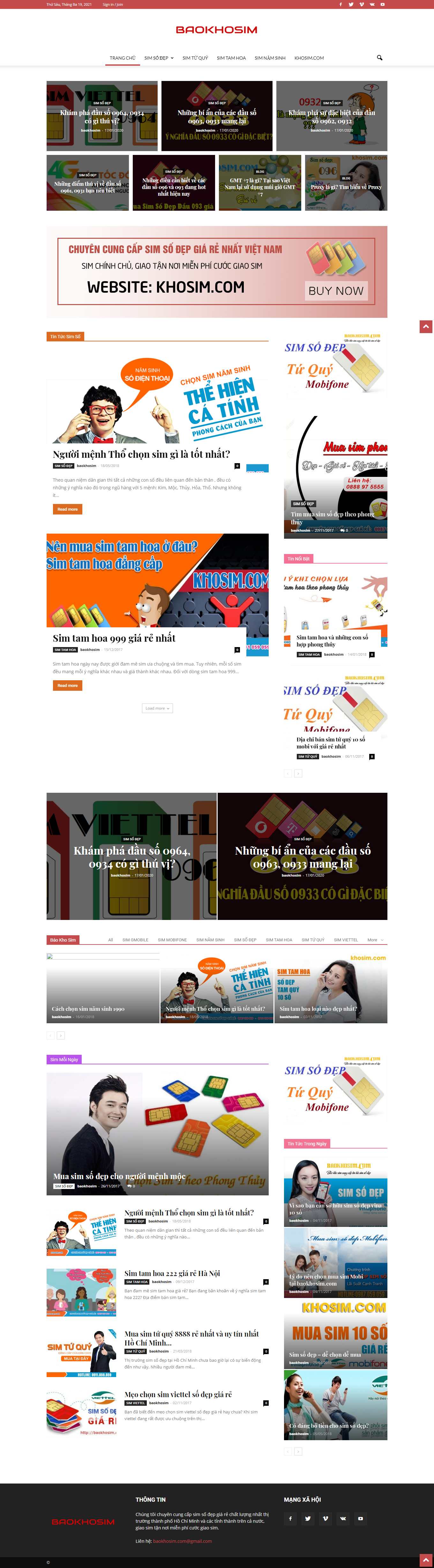 Thiết kế Web bán sim baokhosim.com