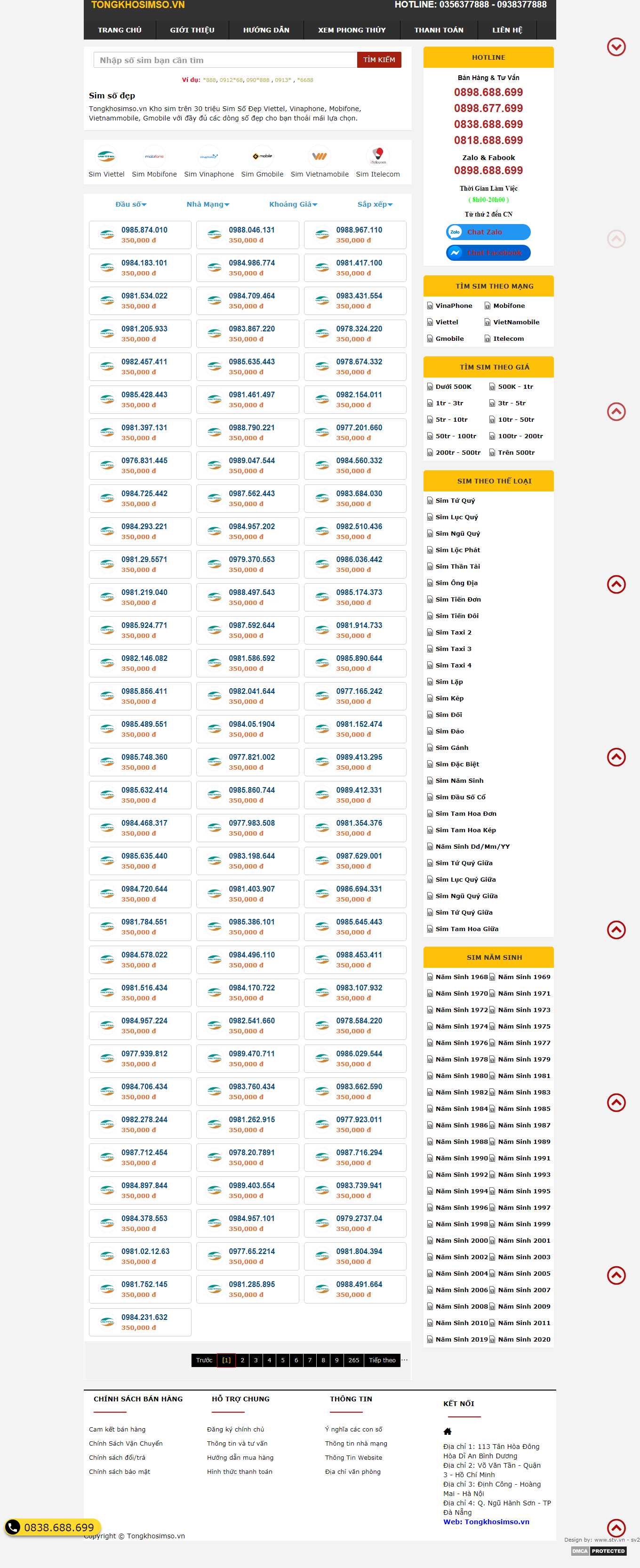 Thiết kế Web bán sim tongkhosimso.vn