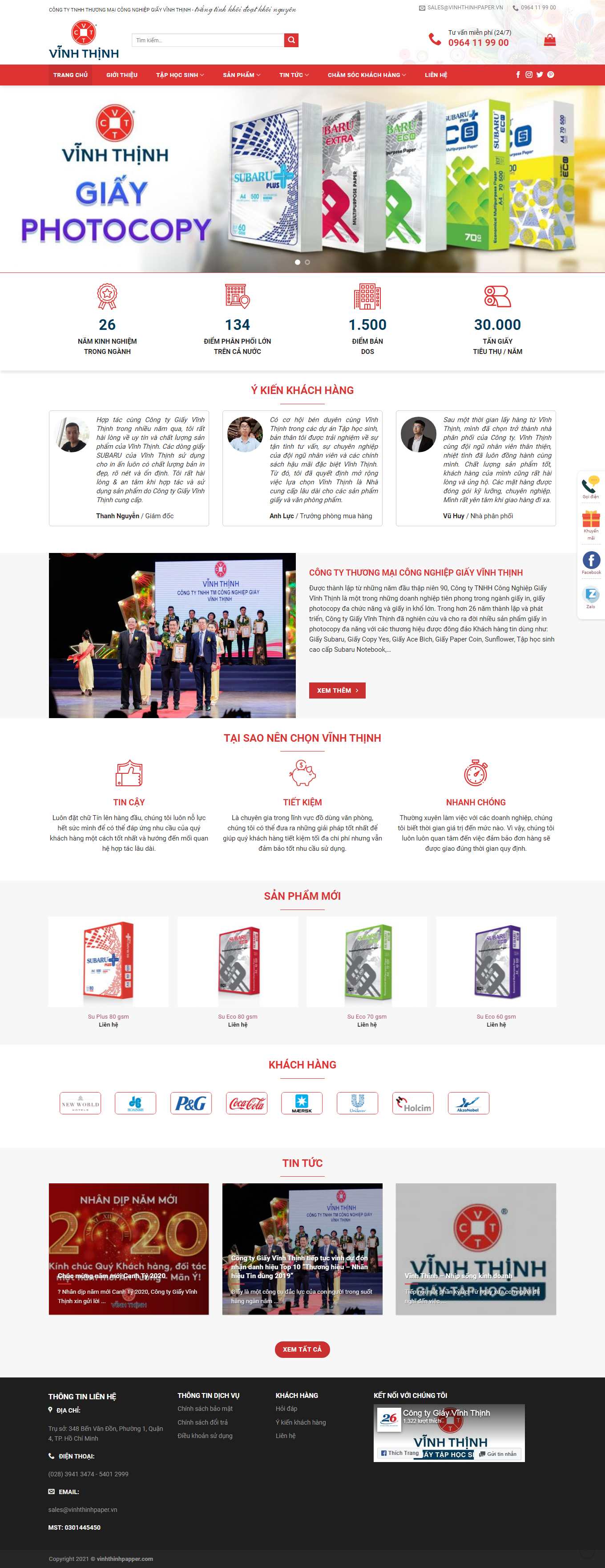 Thiết kế Web thanh xuân vinhthinhpaper.vn