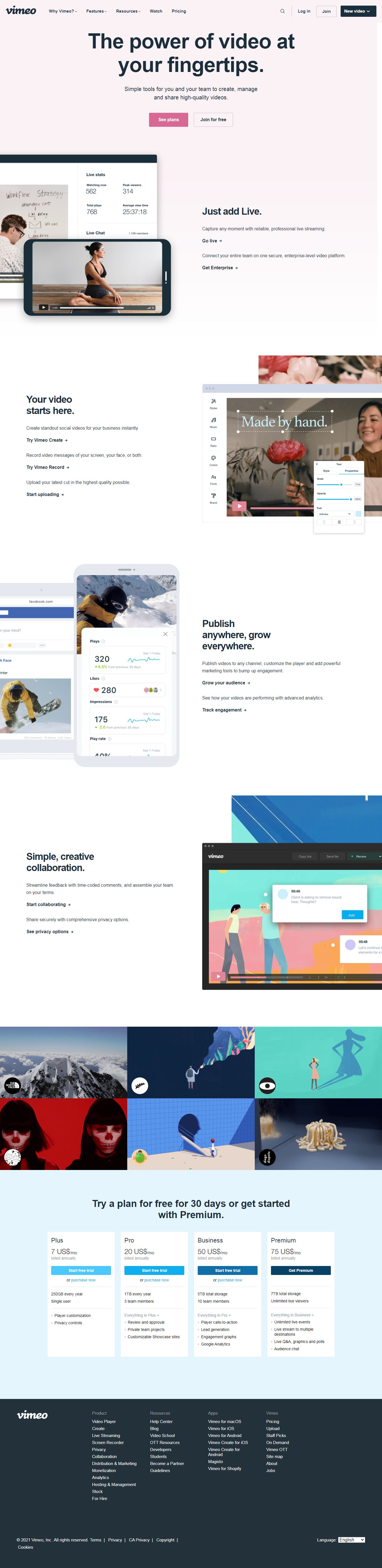 Thiết kế Web mạng xã hội vimeo.com