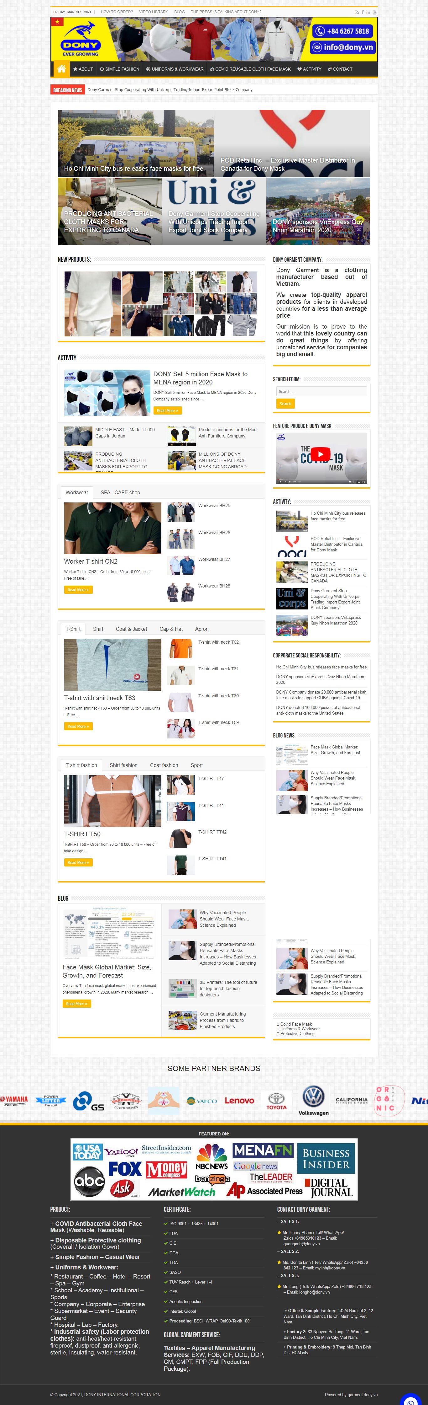 Thiết kế Web xuất khẩu garment.dony.vn