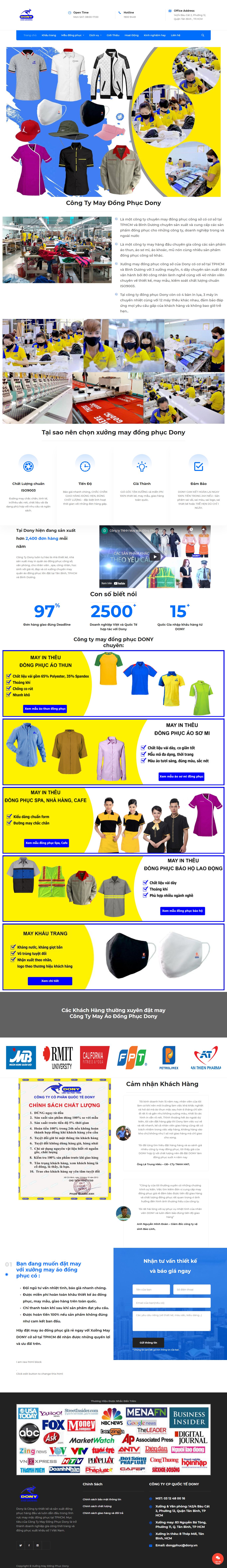 Thiết kế Web xuất khẩu dongphuc.dony.vn