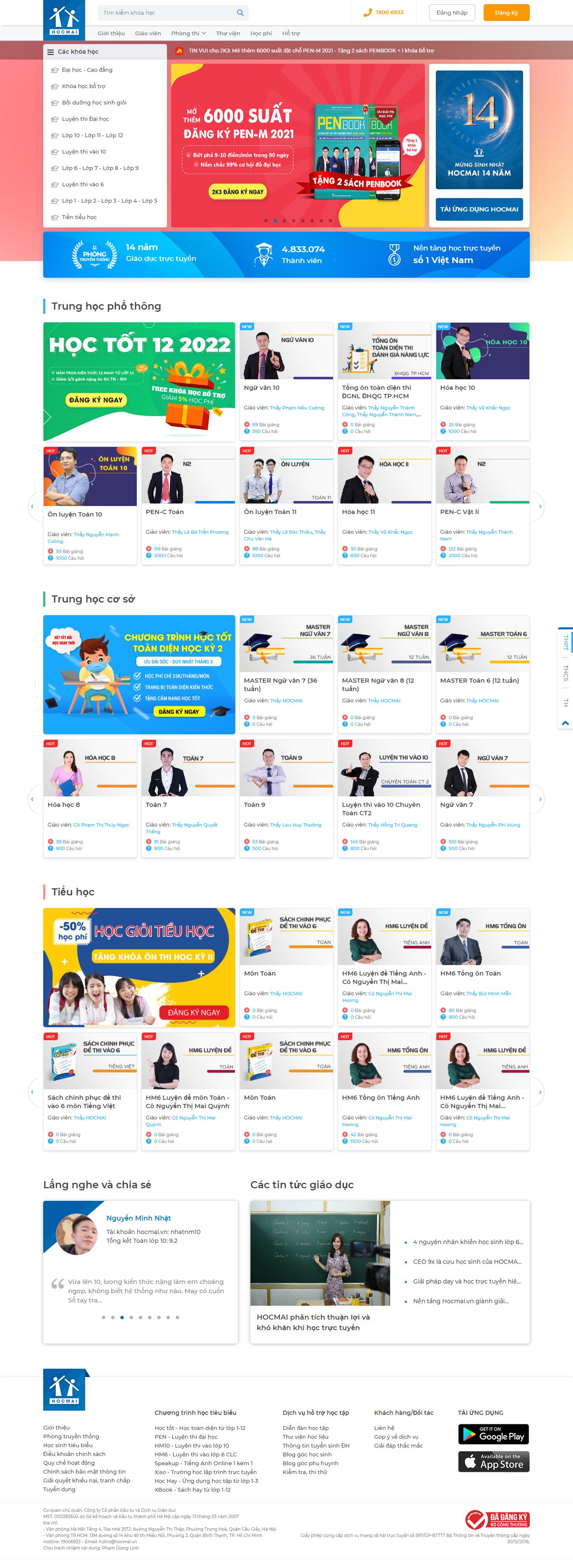 Thiết kế Web học online hocmai.vn