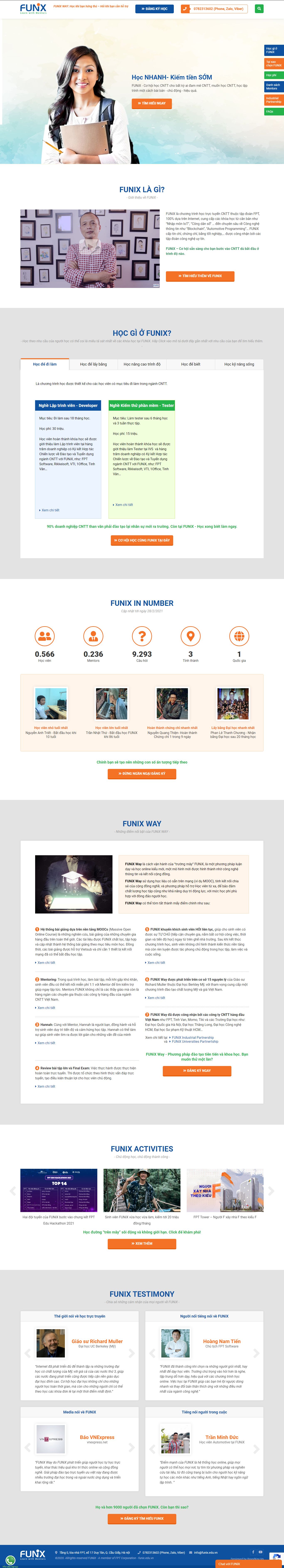 Thiết kế Web học online funix.edu.vn