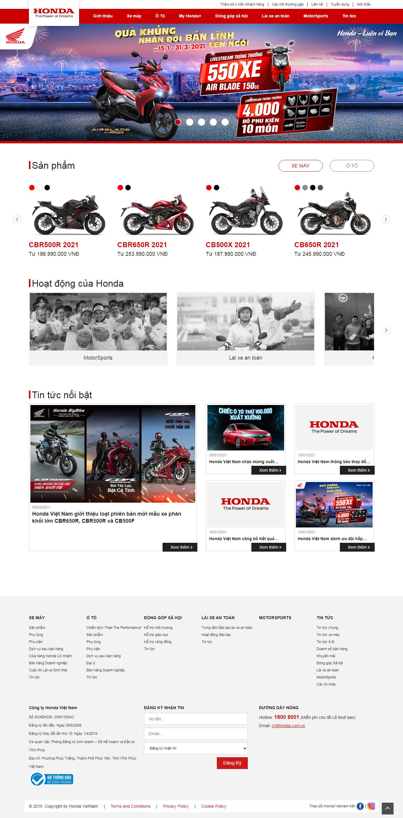 Thiết kế Web nước ngoài honda.com.vn