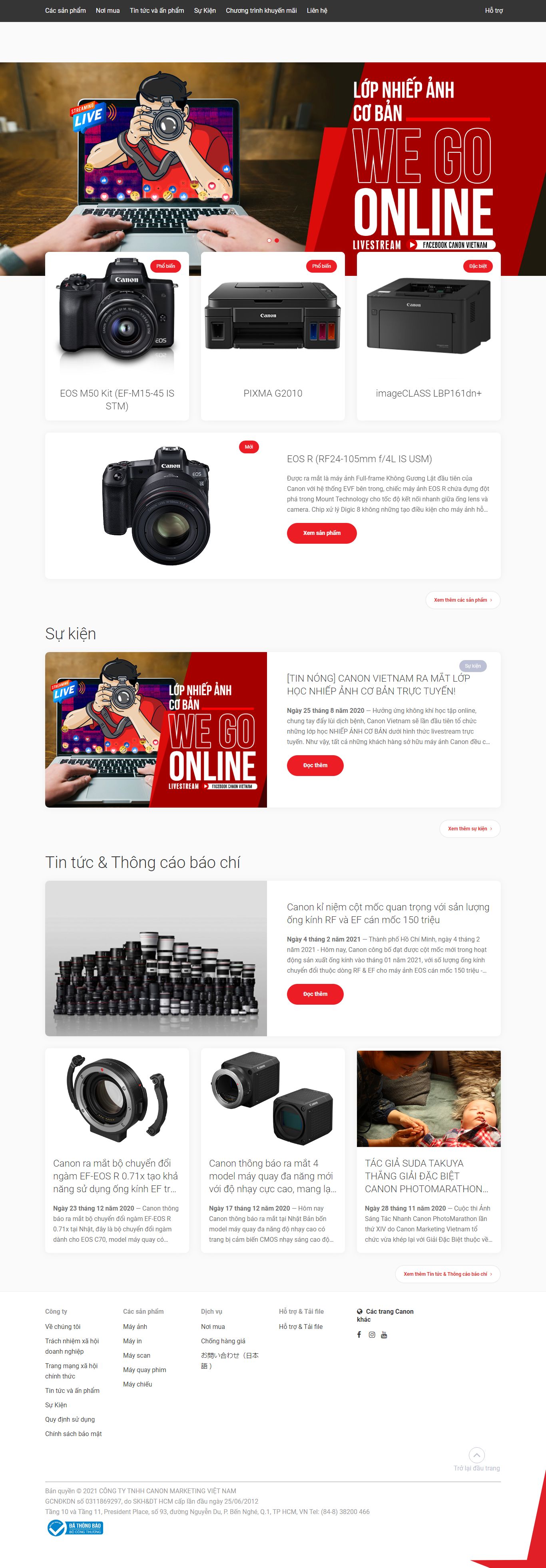 Thiết kế Web nước ngoài vn.canon