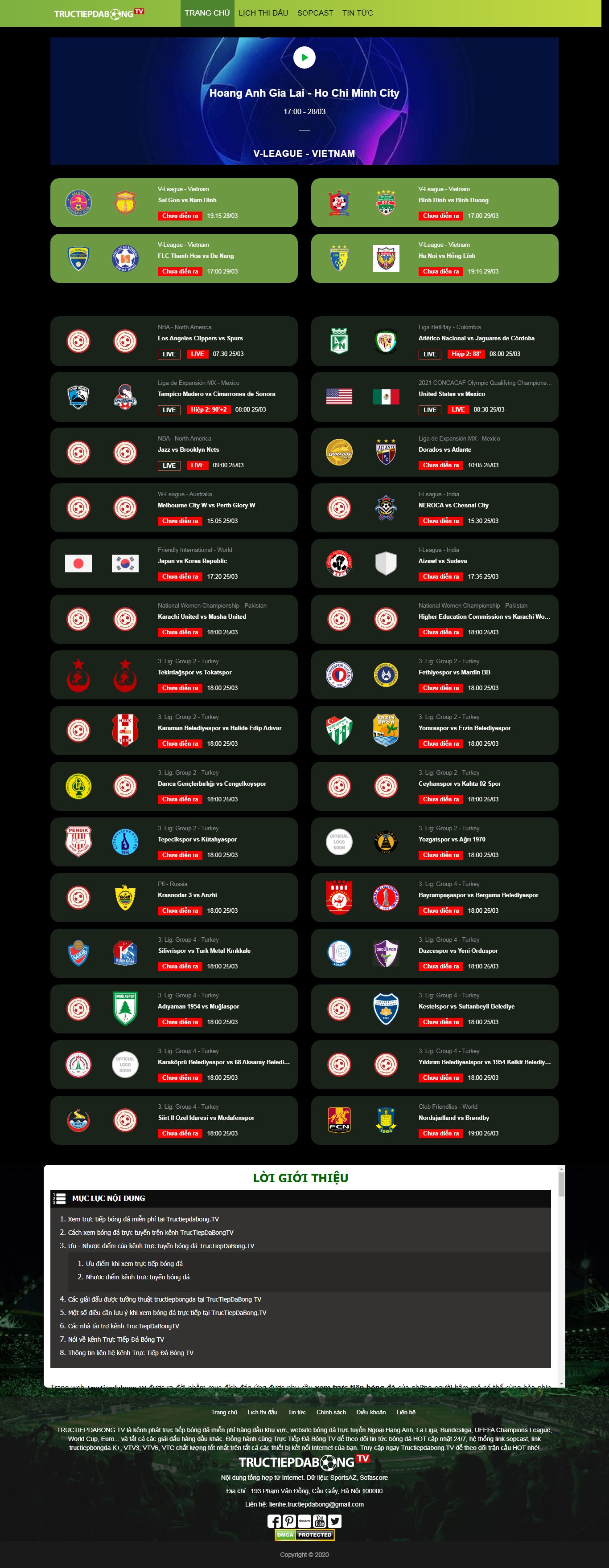 Thiết kế Web bóng đá tructiepdabong.tv