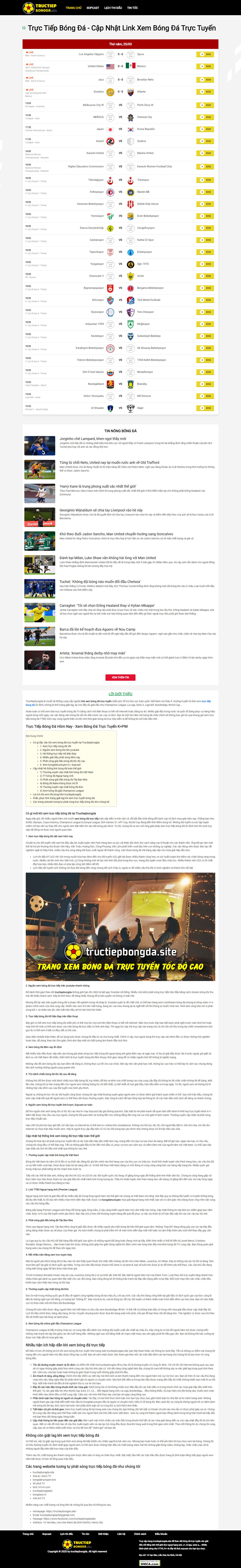 Thiết kế Web bóng đá tructiepbongda.site