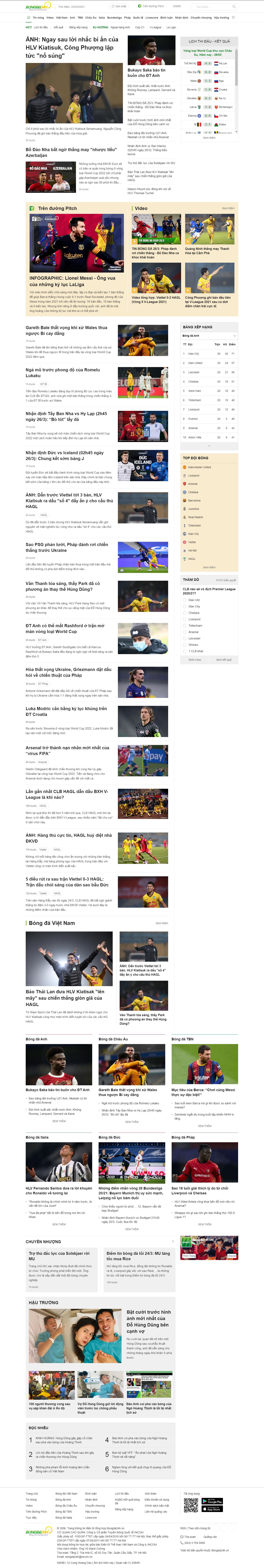 Thiết kế Web bóng đá bongda24h.vn