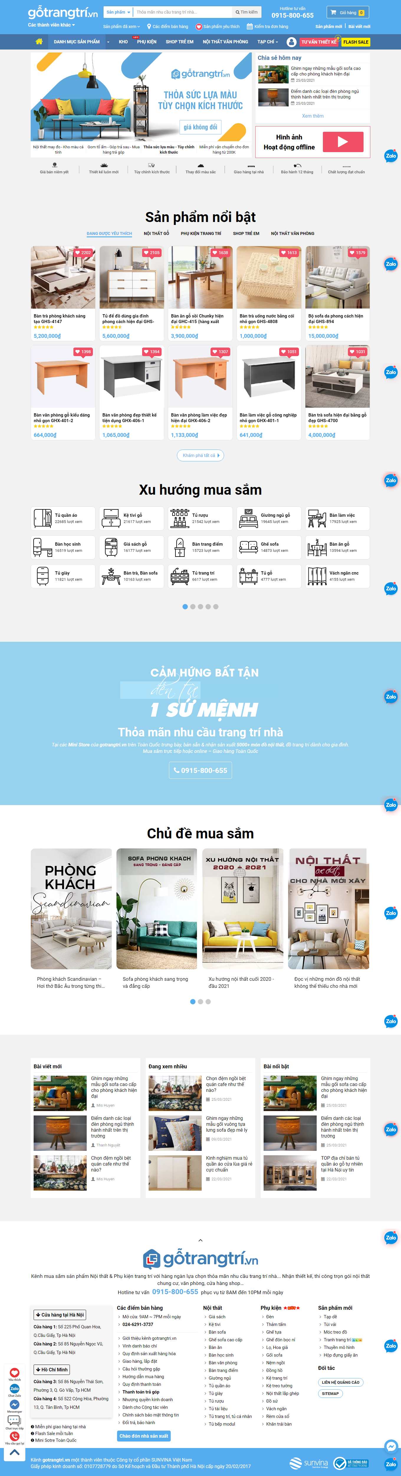 Thiết kế Web quận nam từ liêm gotrangtri.vn