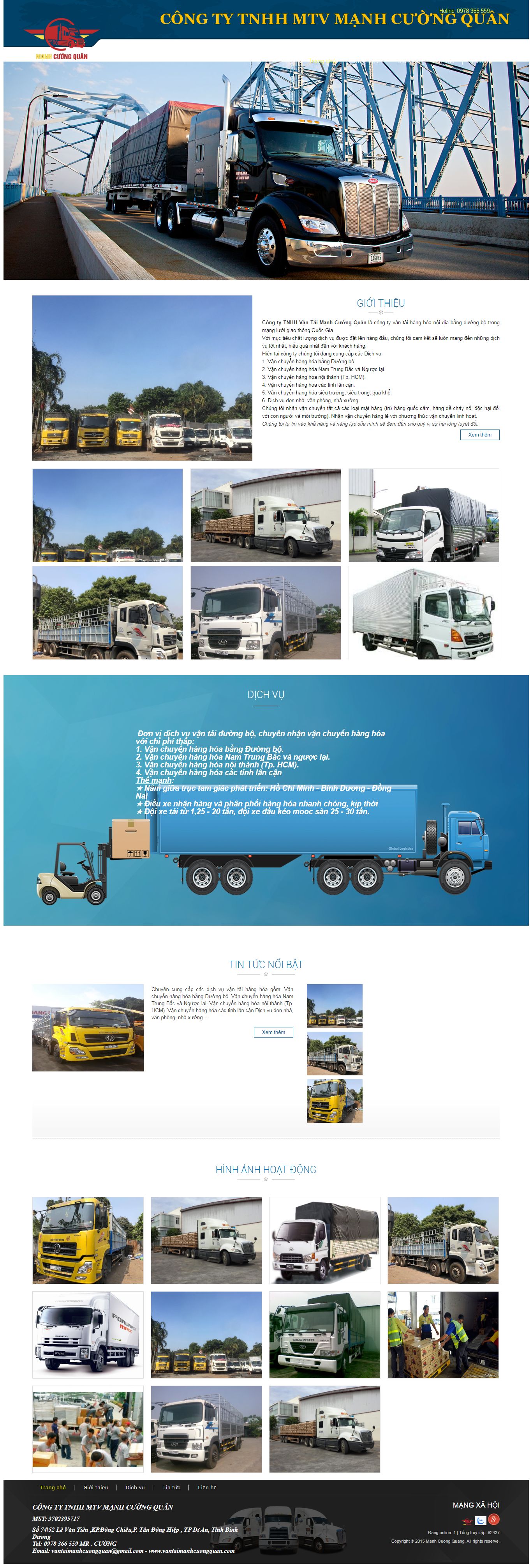 Thiết kế Web dịch vụ vantaimanhcuongquan.com