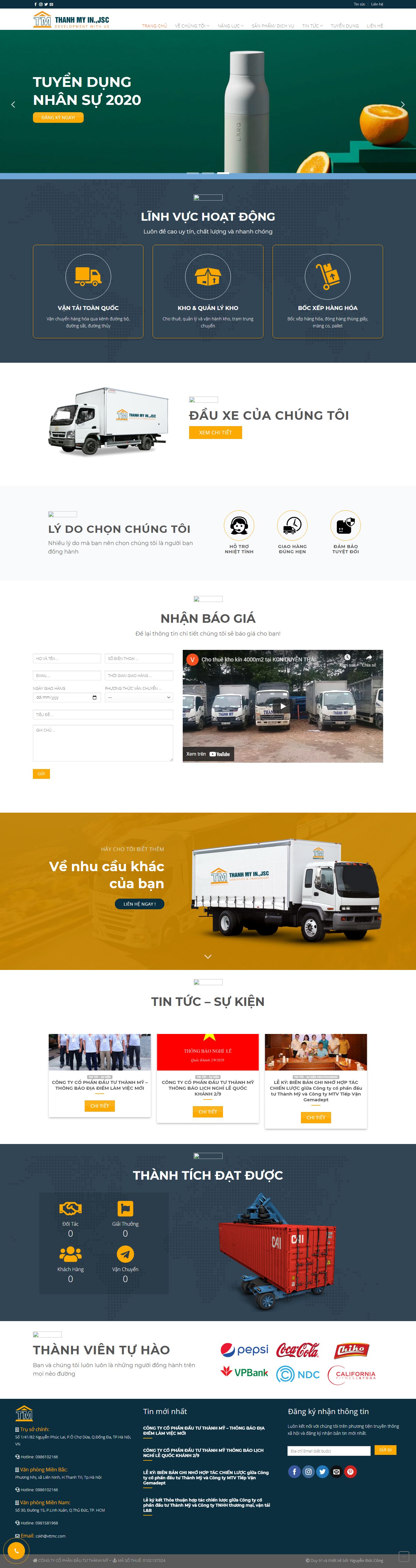 Thiết kế Web dịch vụ vantaithanhmy.com.vn