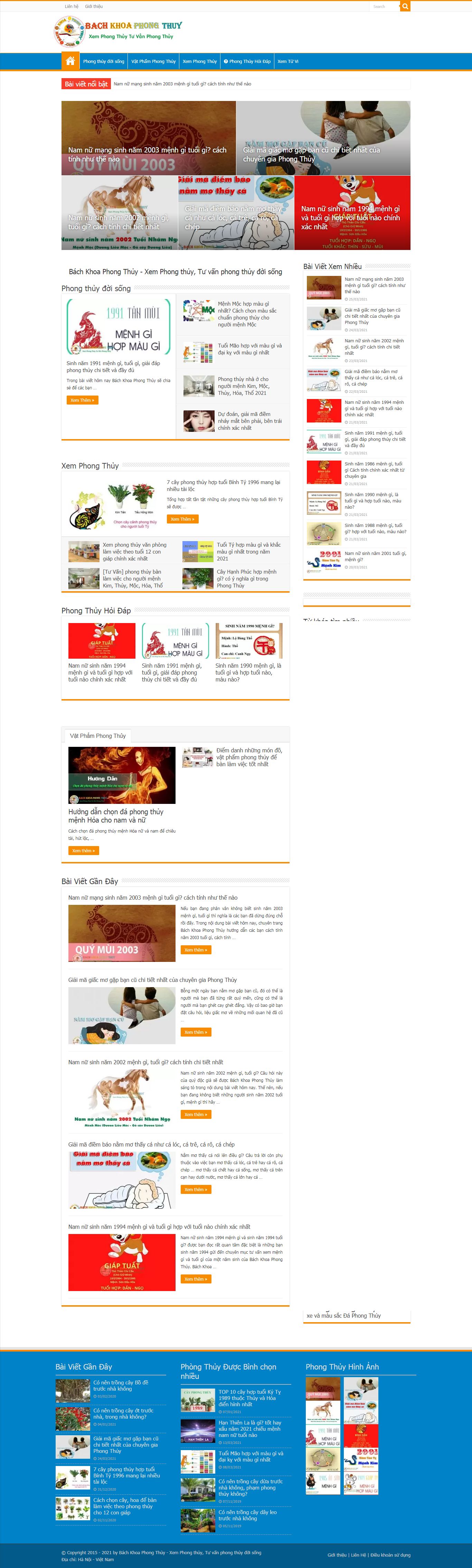 Thiết kế Web phong thủy cuộc sống bachkhoaphongthuy.com