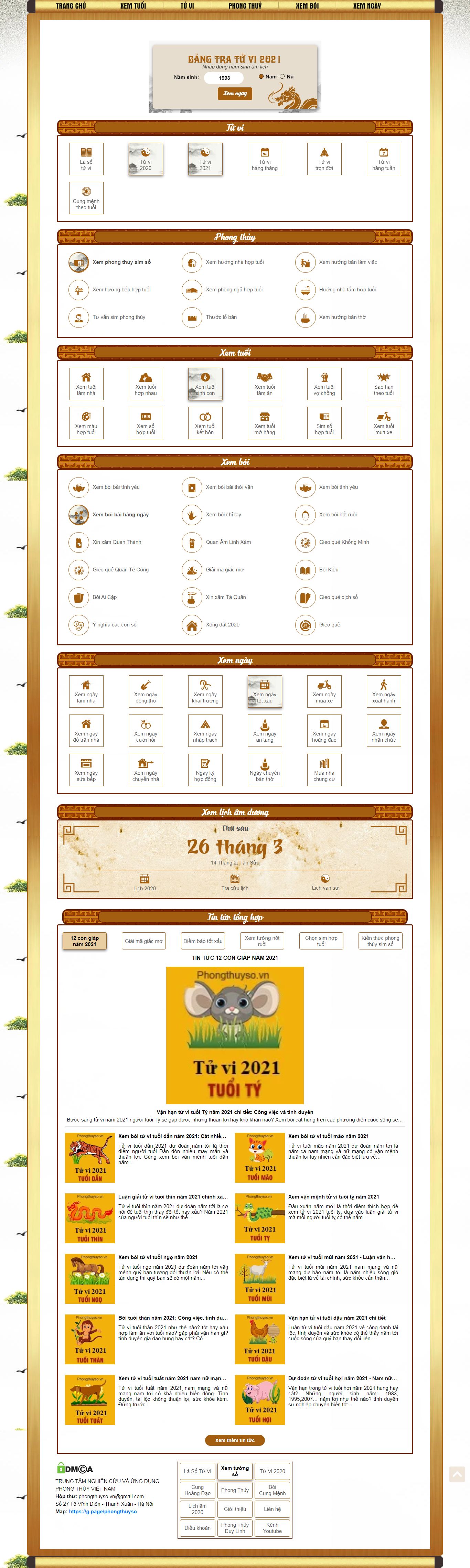 Thiết kế Web phong thủy cuộc sống phongthuyso.vn
