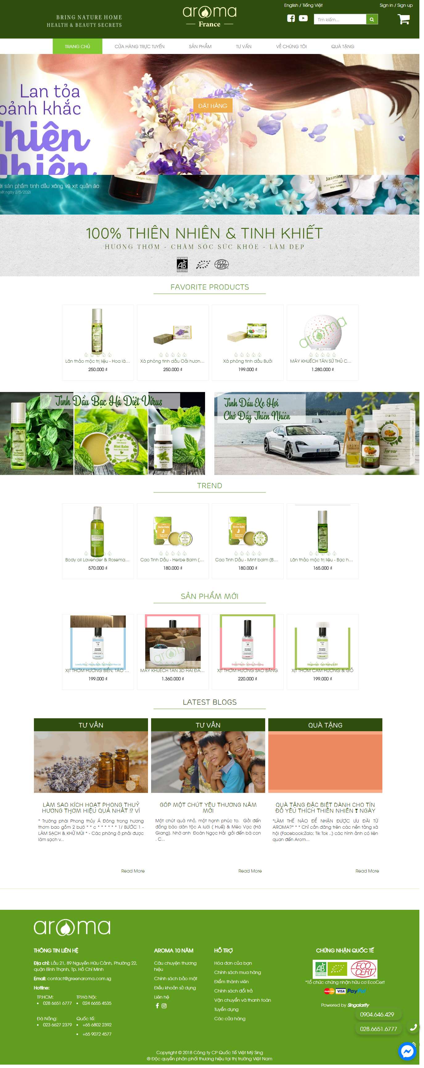 Thiết kế Web bình dương greenaroma.vn