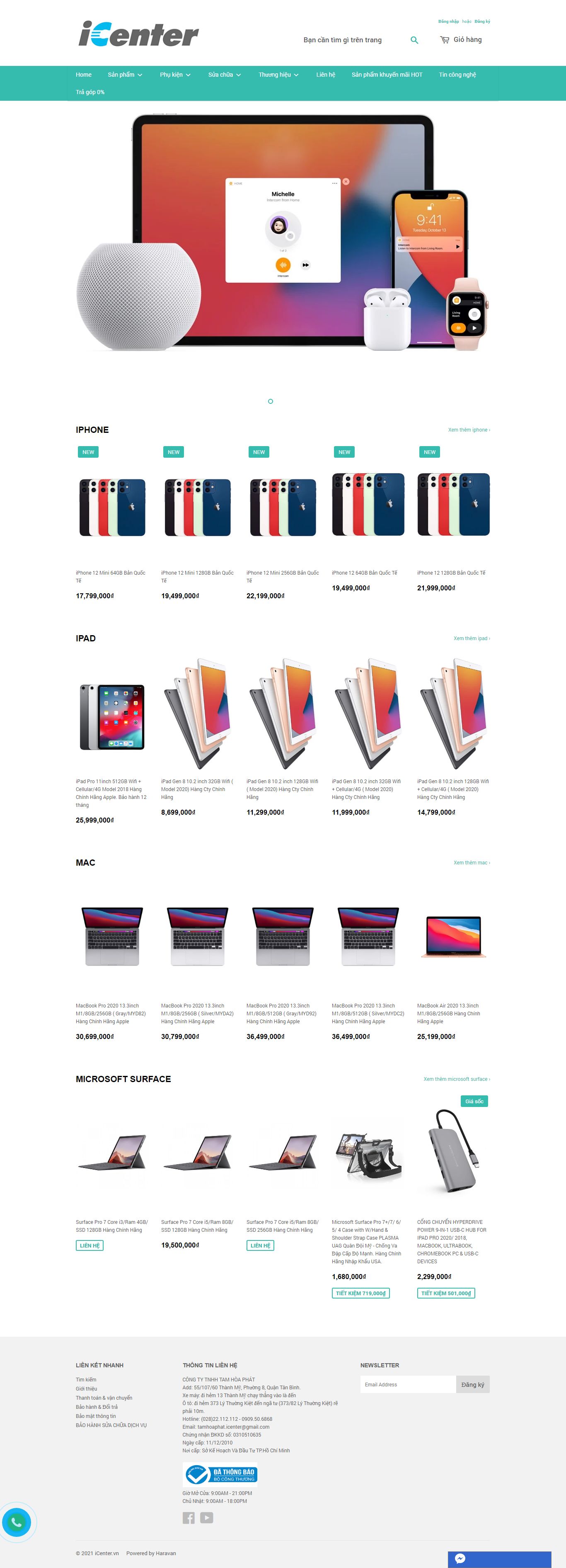 Thiết kế Web huyện sóc sơn icenter.vn