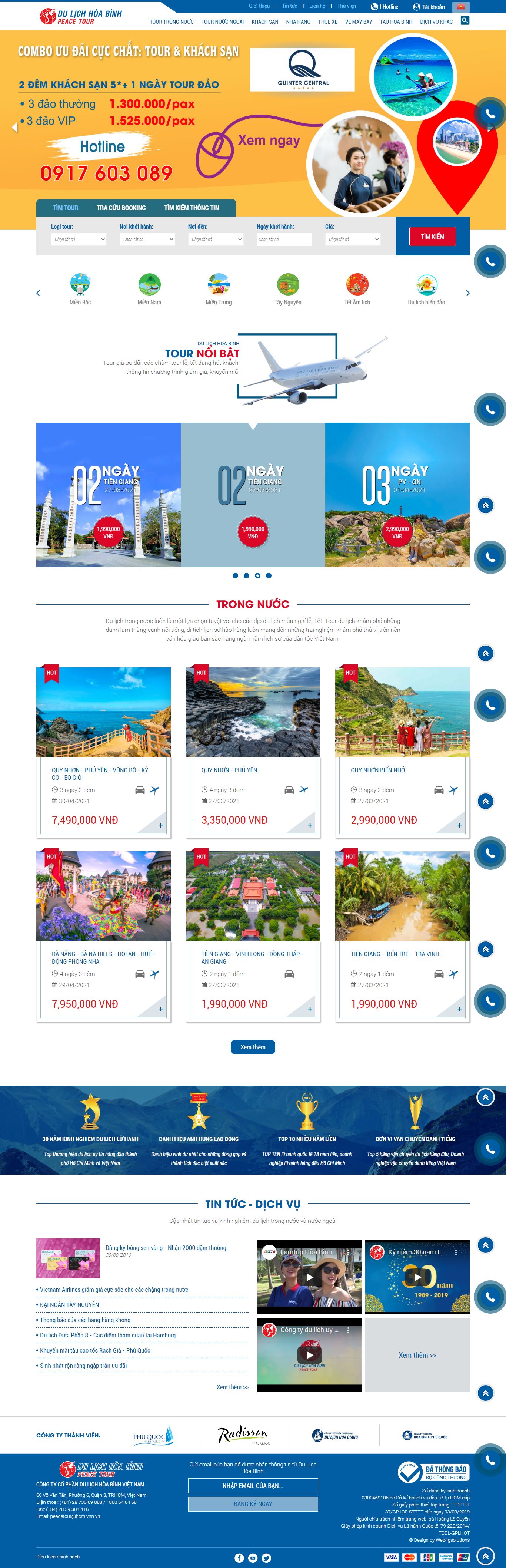 Thiết kế Web bạc liêu peacetour.com.vn