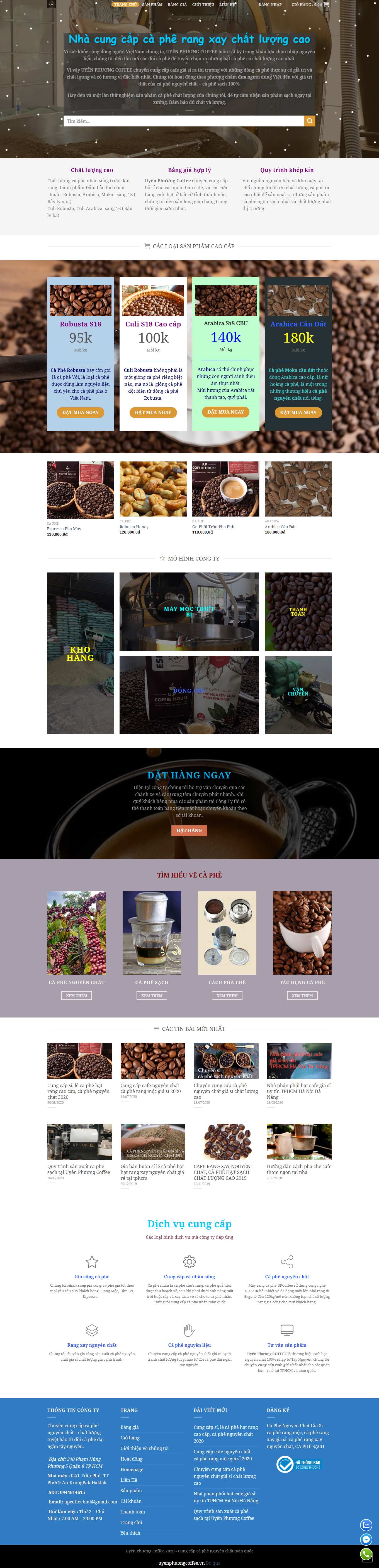 Thiết kế Web hòa bình uyenphuongcoffee.vn