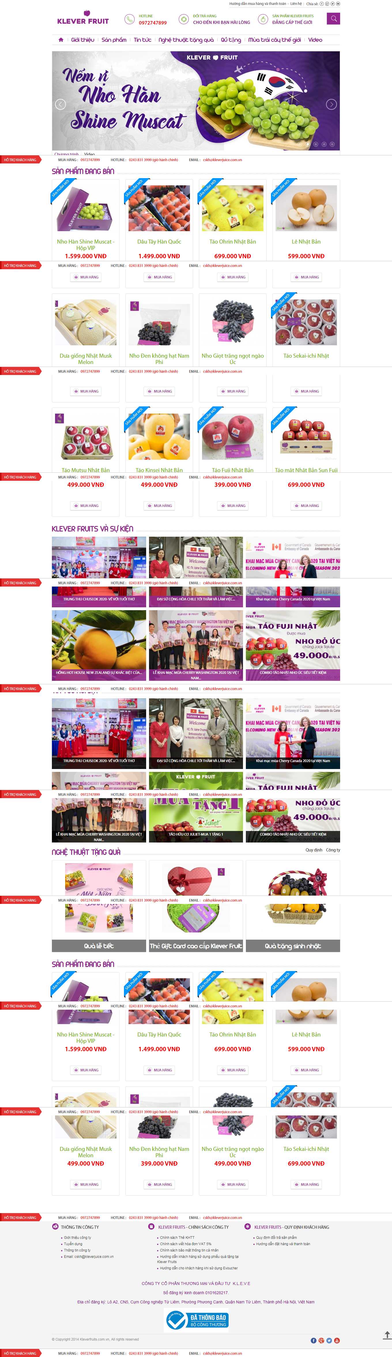 Thiết kế Web hưng yên kleverfruits.com.vn