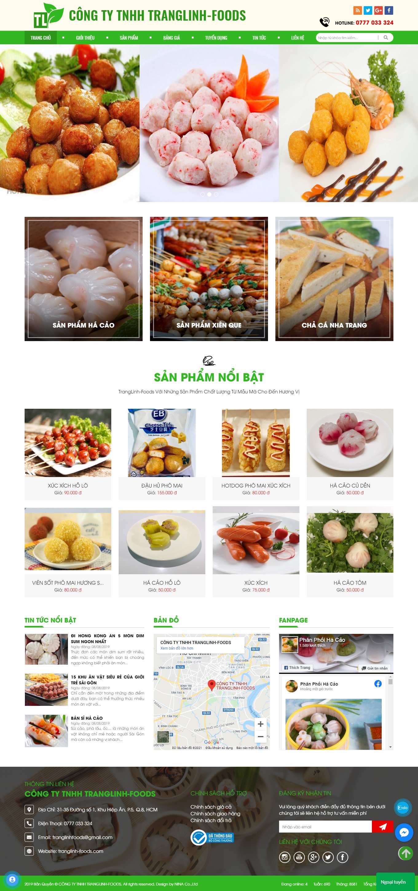 Thiết kế Web hà giang tranglinh-foods.com