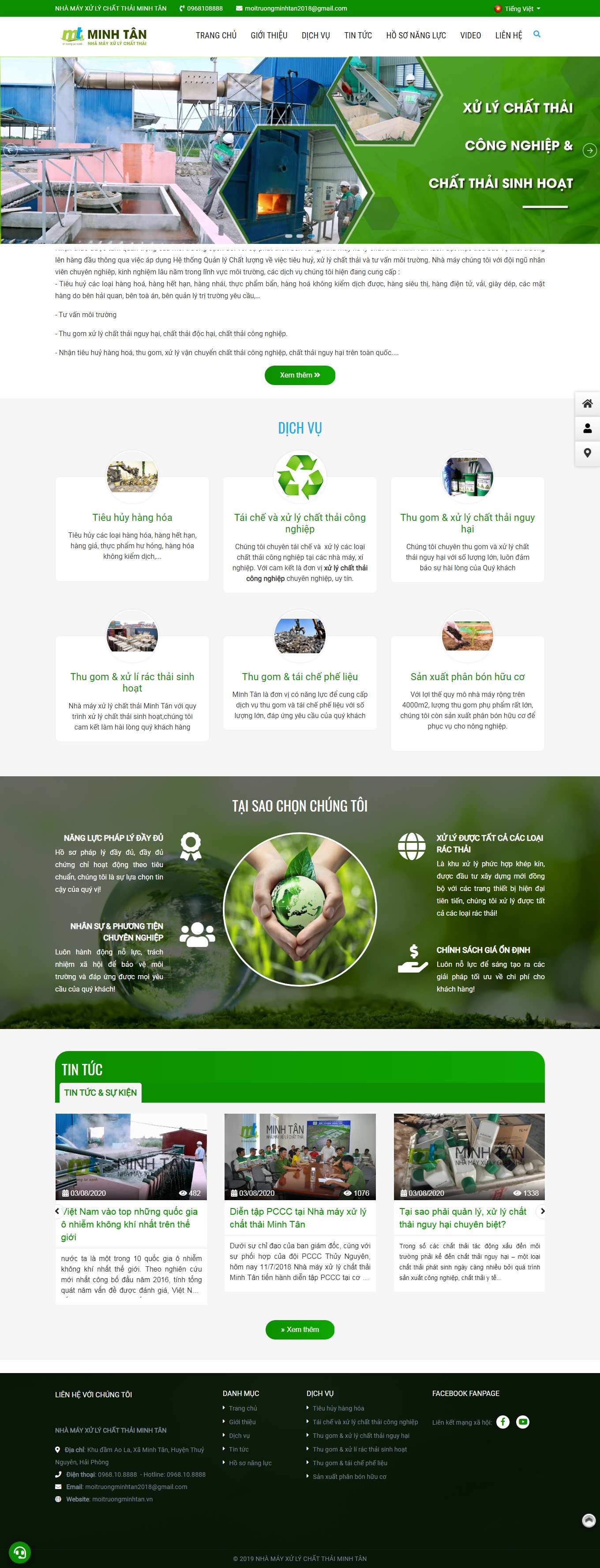 Thiết kế Web tiền giang moitruongminhtan.vn