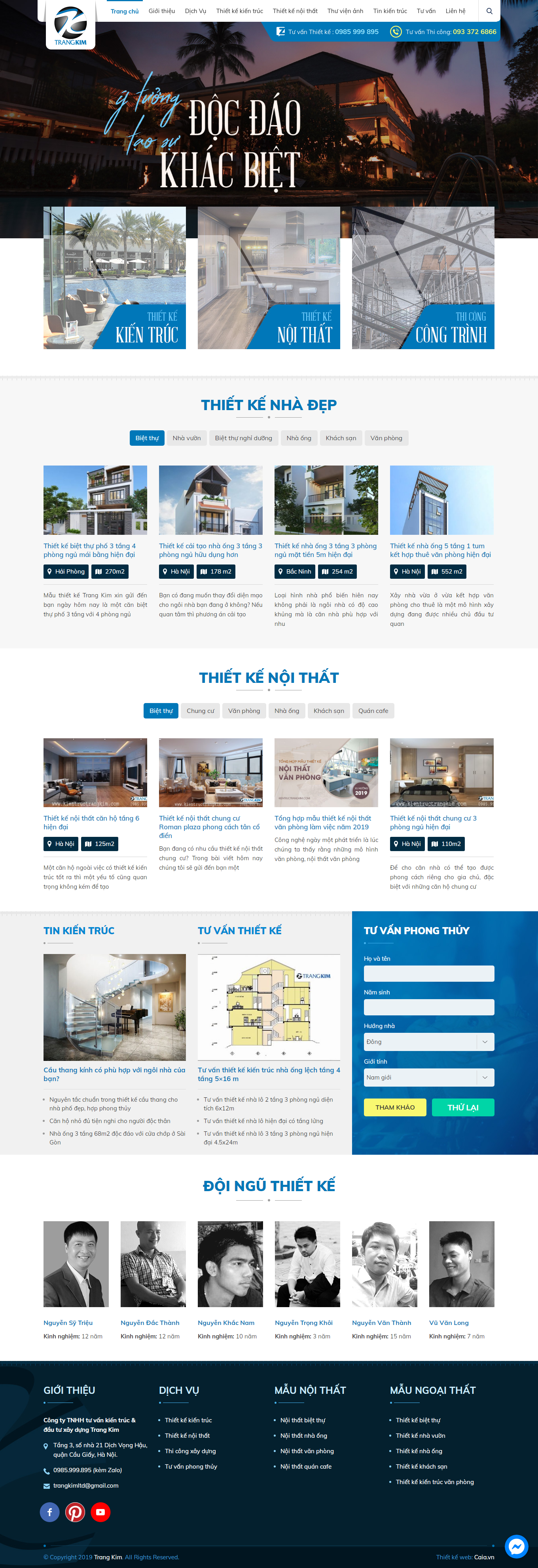 Thiết kế Web kiến trúc kientructrangkim.com