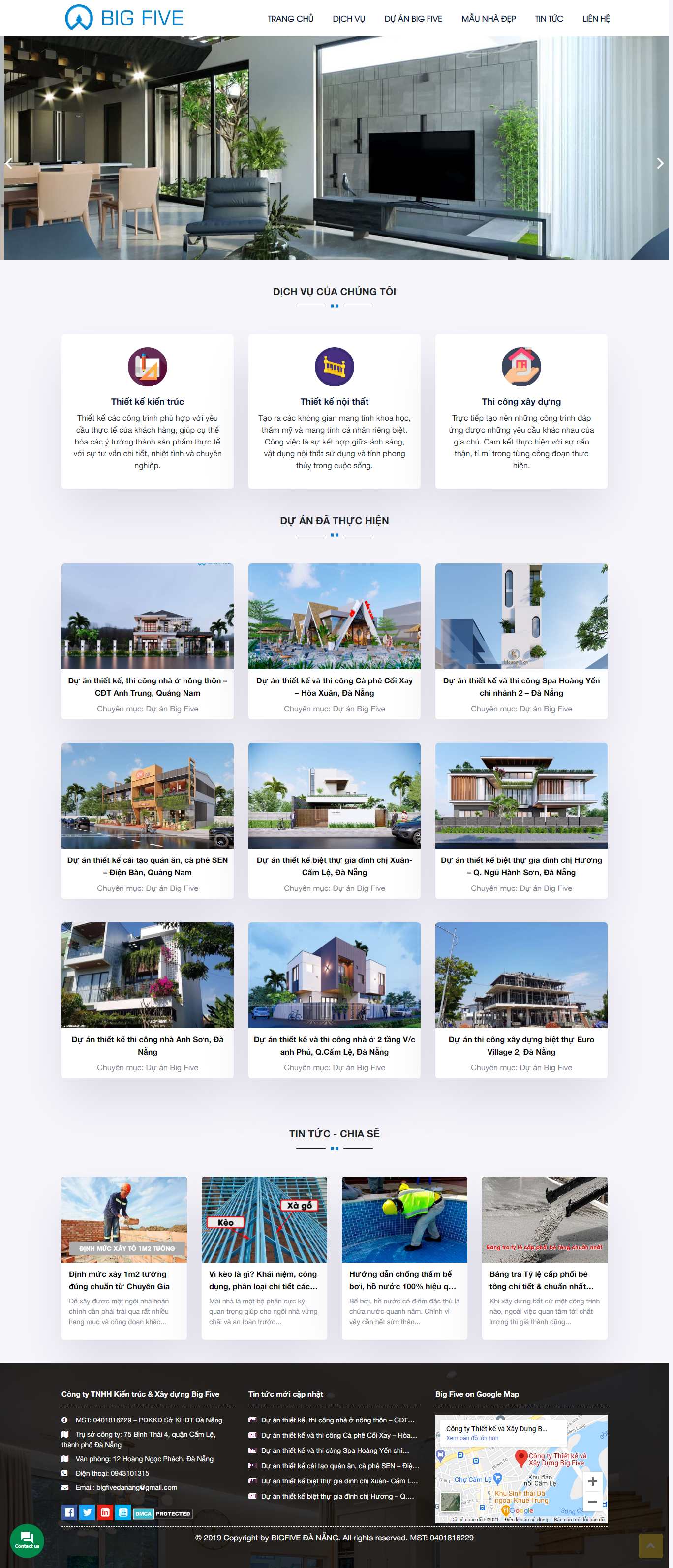 Thiết kế Web kiến trúc bigfivedanang.com