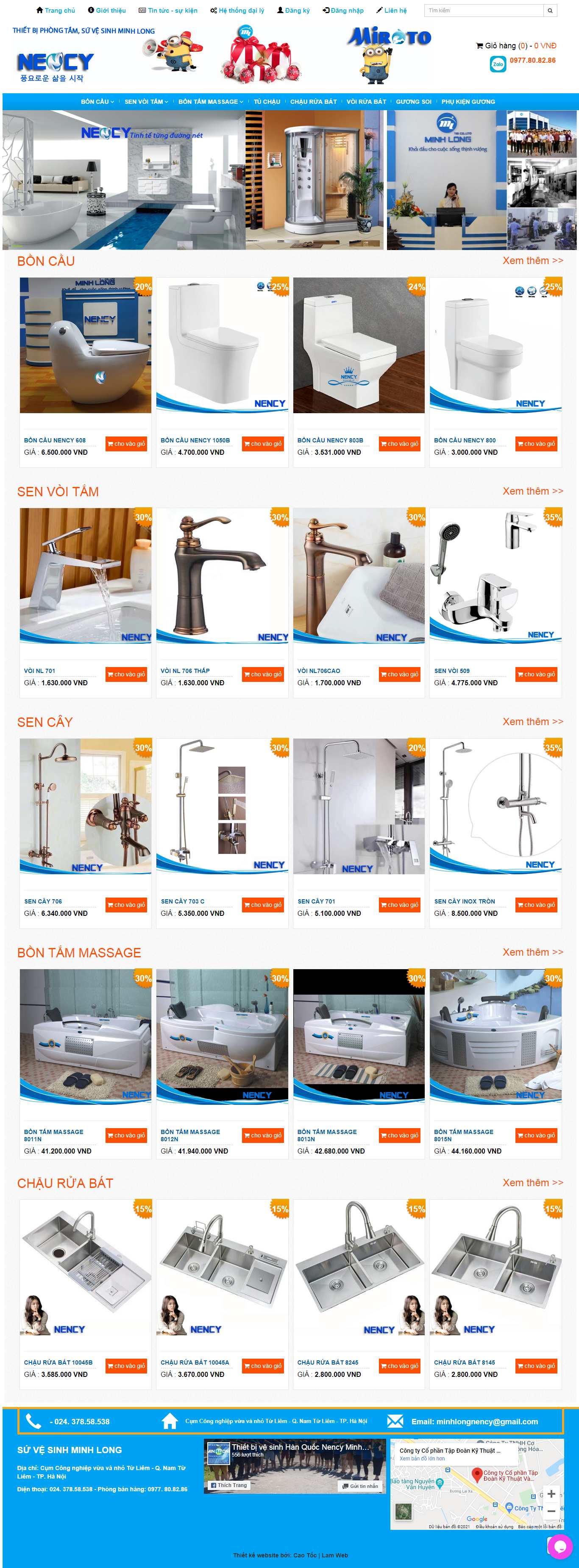 Thiết kế Web sen vòi minhlongnency.com.vn