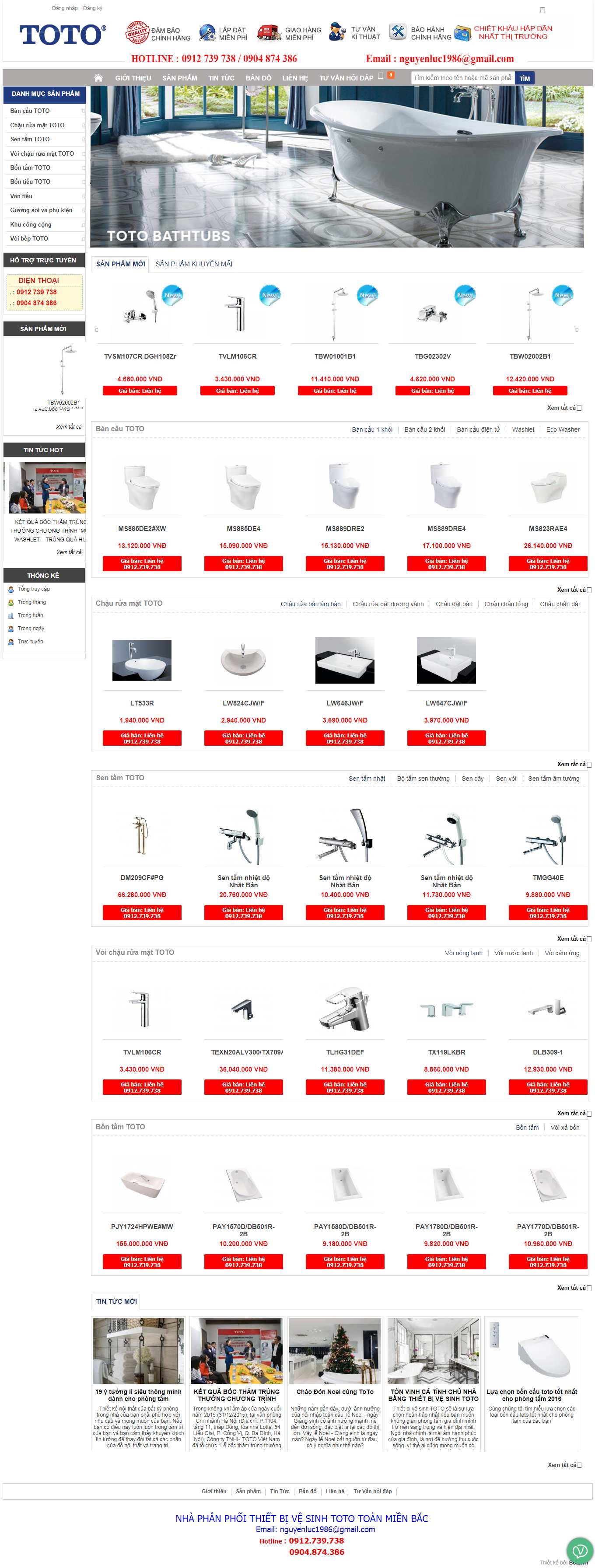 Thiết kế Web sen vòi showroomtoto.net