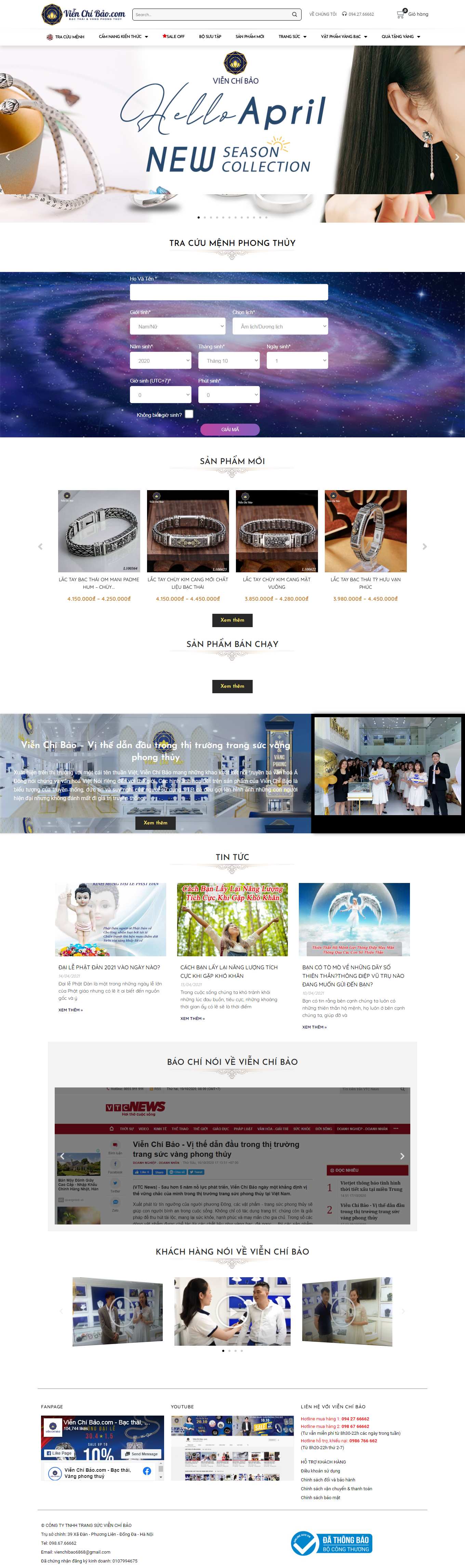 Thiết kế Web vòng tay phong thủy vienchibao.com