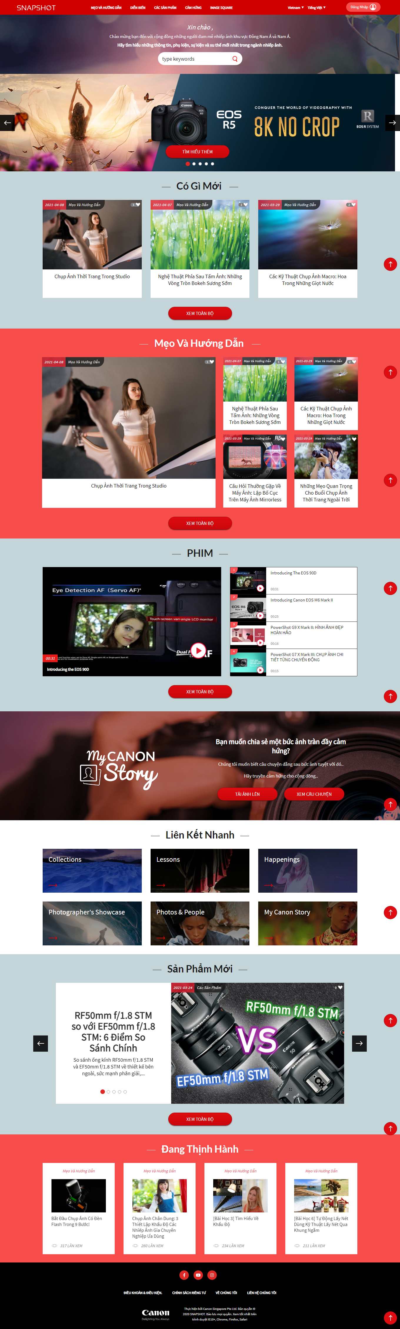 Thiết kế Web nhanh snapshot.canon-asia.com