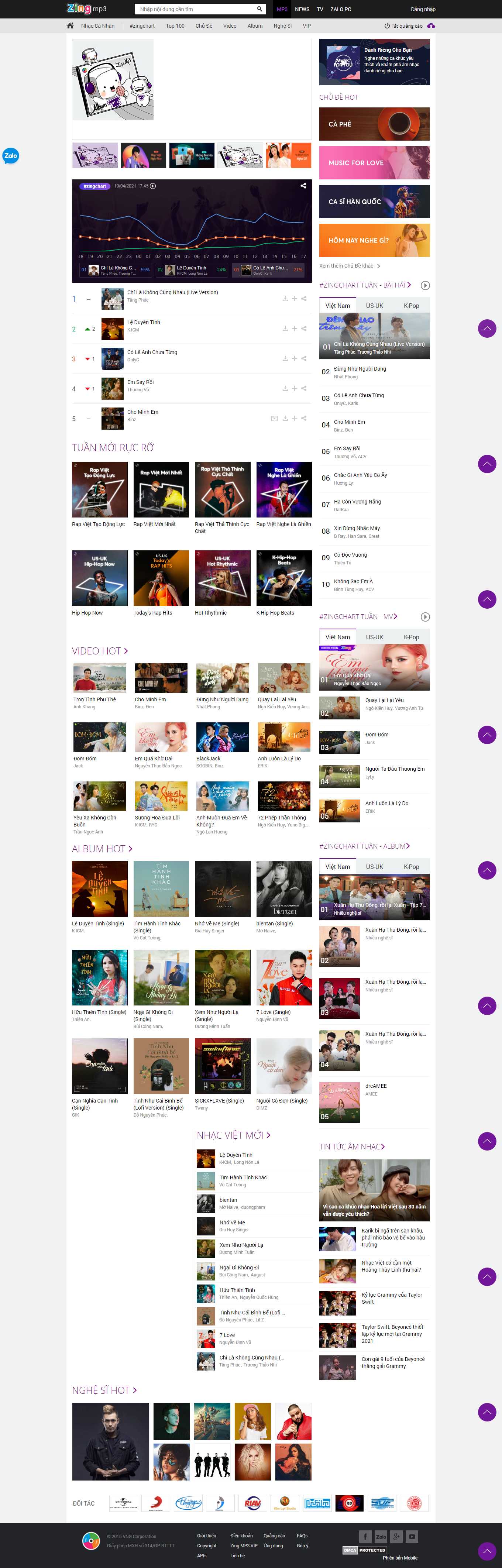 Thiết kế Web nhạc mp3.zing.vn
