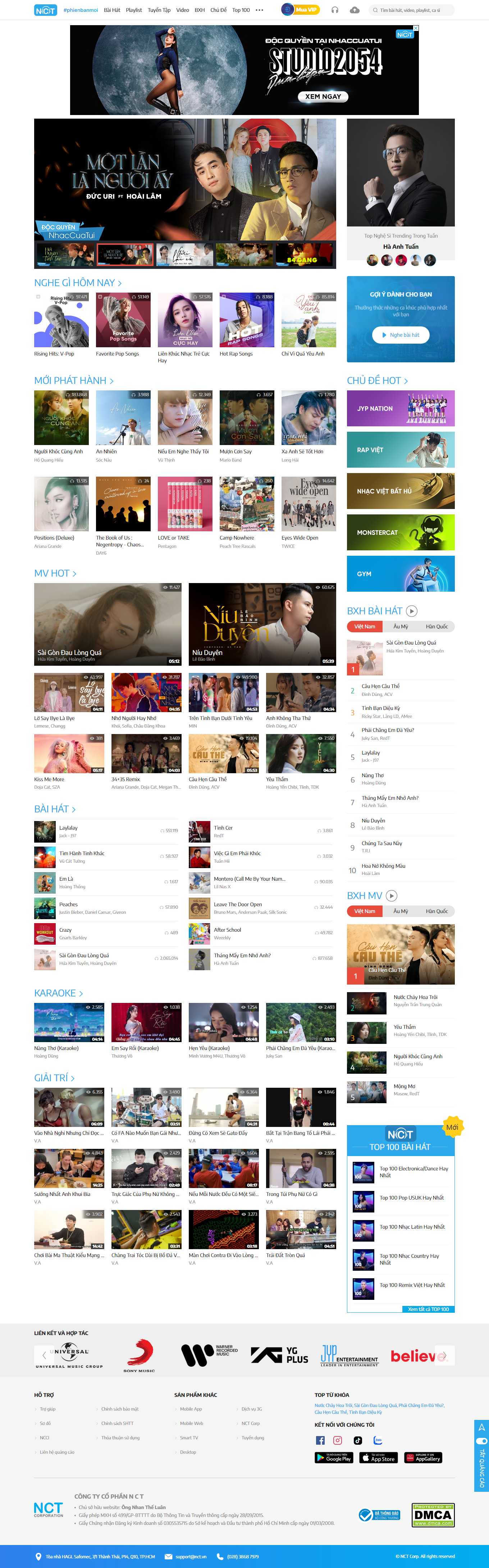 Thiết kế Web nhạc nhaccuatui.com