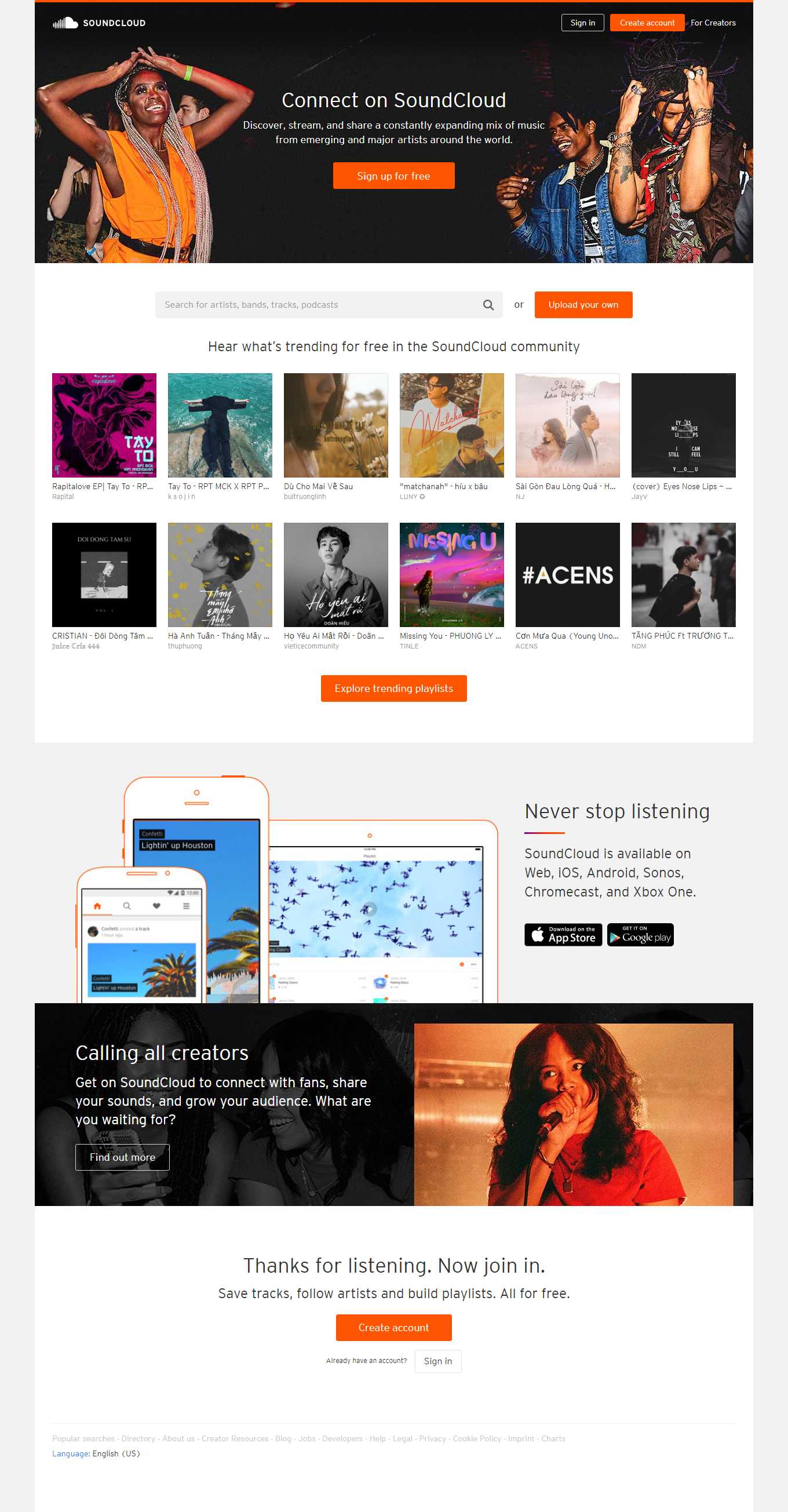 Thiết kế Web nhạc soundcloud.com