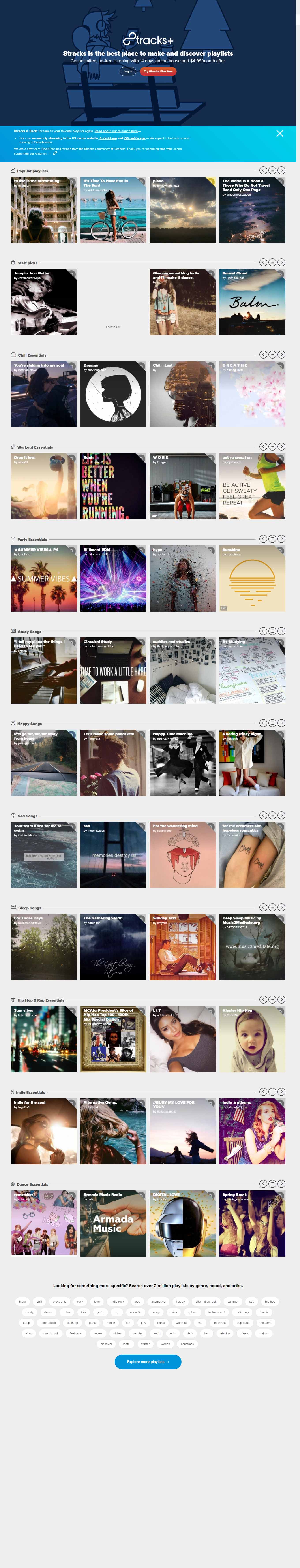 Thiết kế Web nhạc 8tracks.com